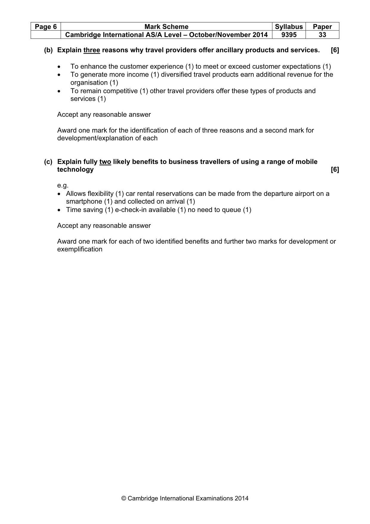 Mark scheme, page 6 of 9