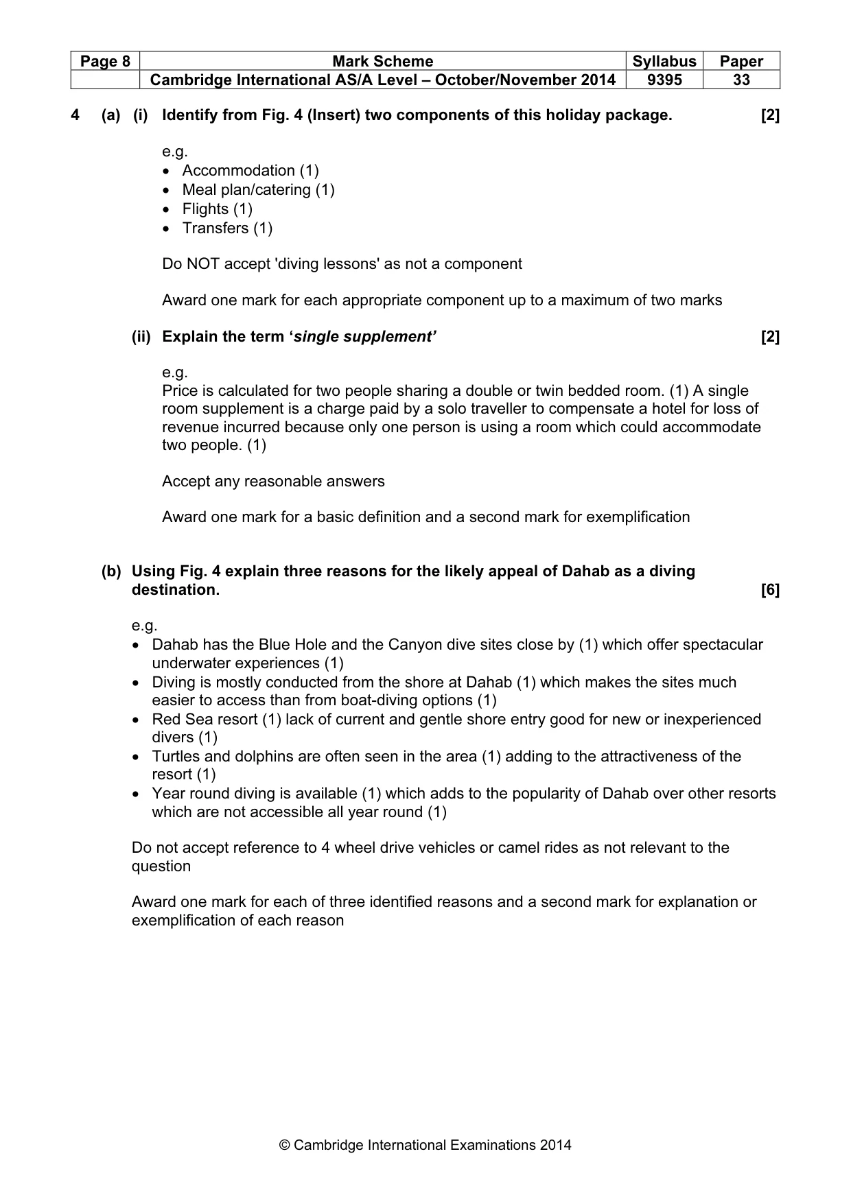 Mark scheme, page 8 of 9