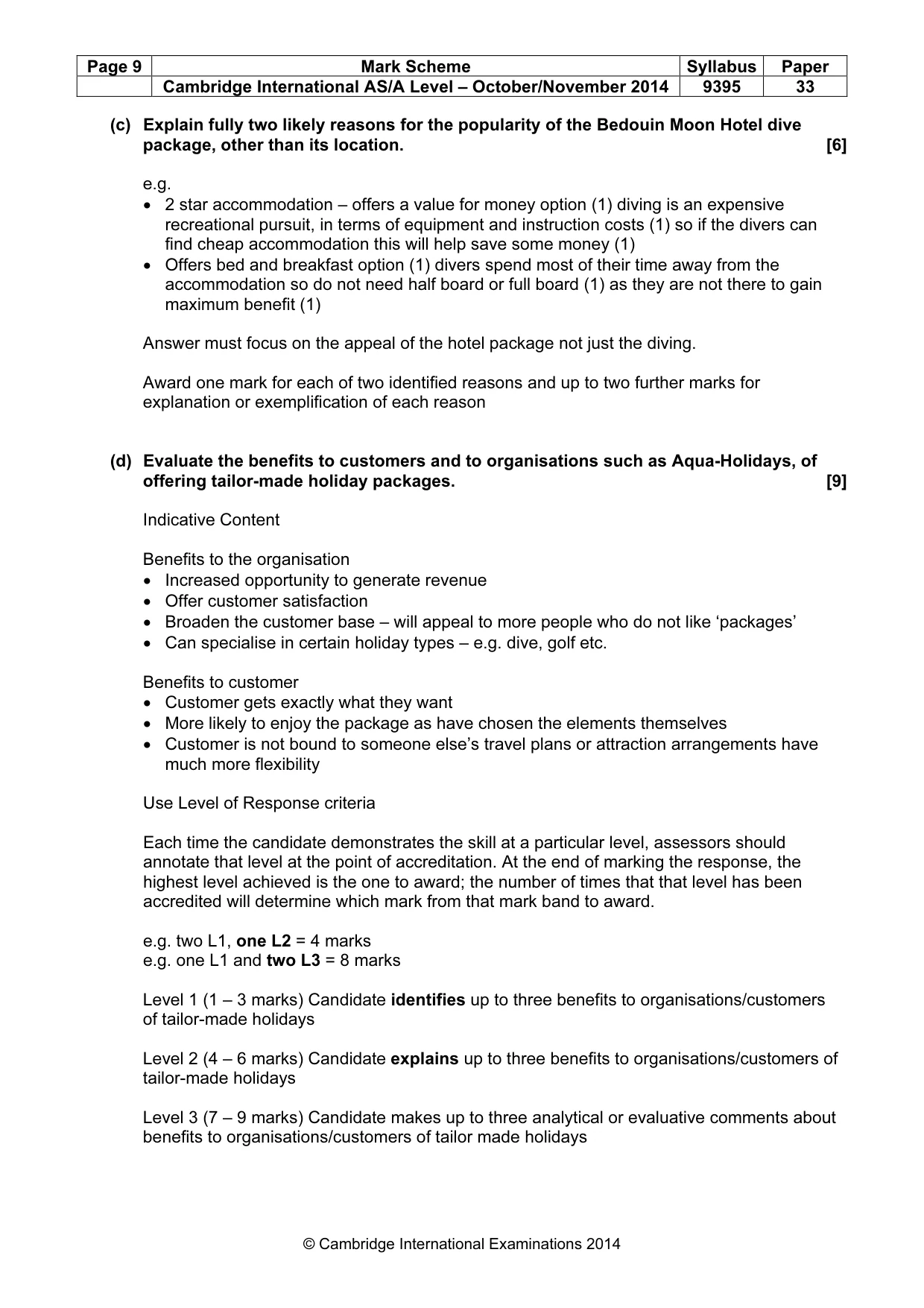 Mark scheme, page 9 of 9