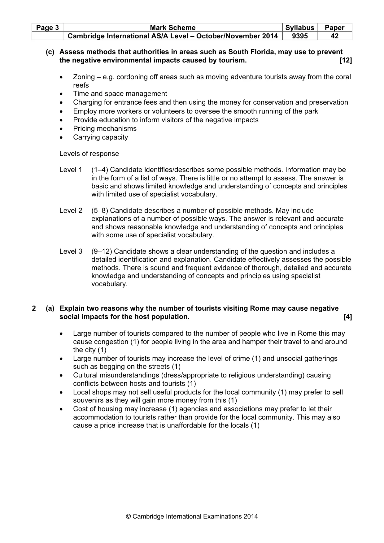 Mark scheme, page 3 of 5