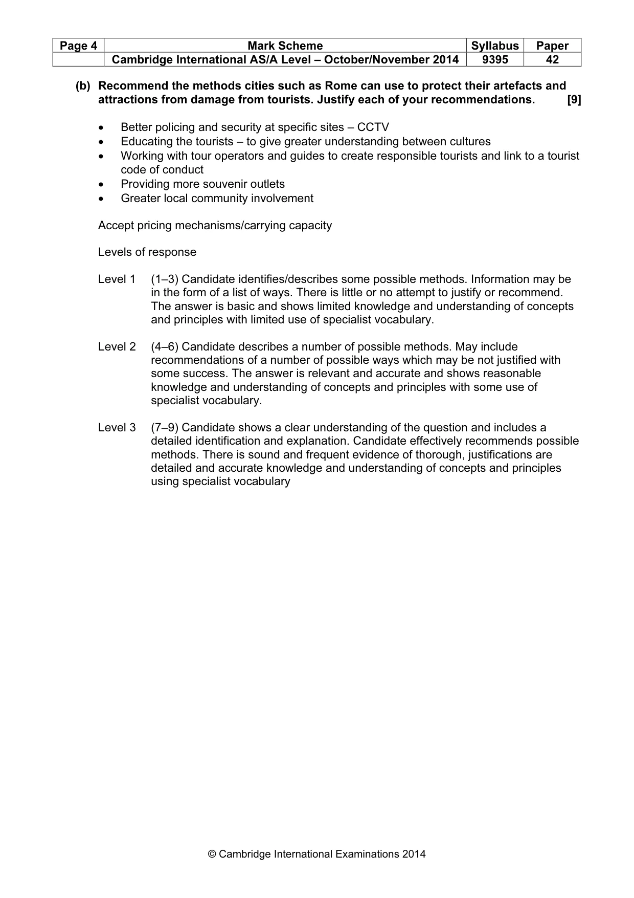 Mark scheme, page 4 of 5