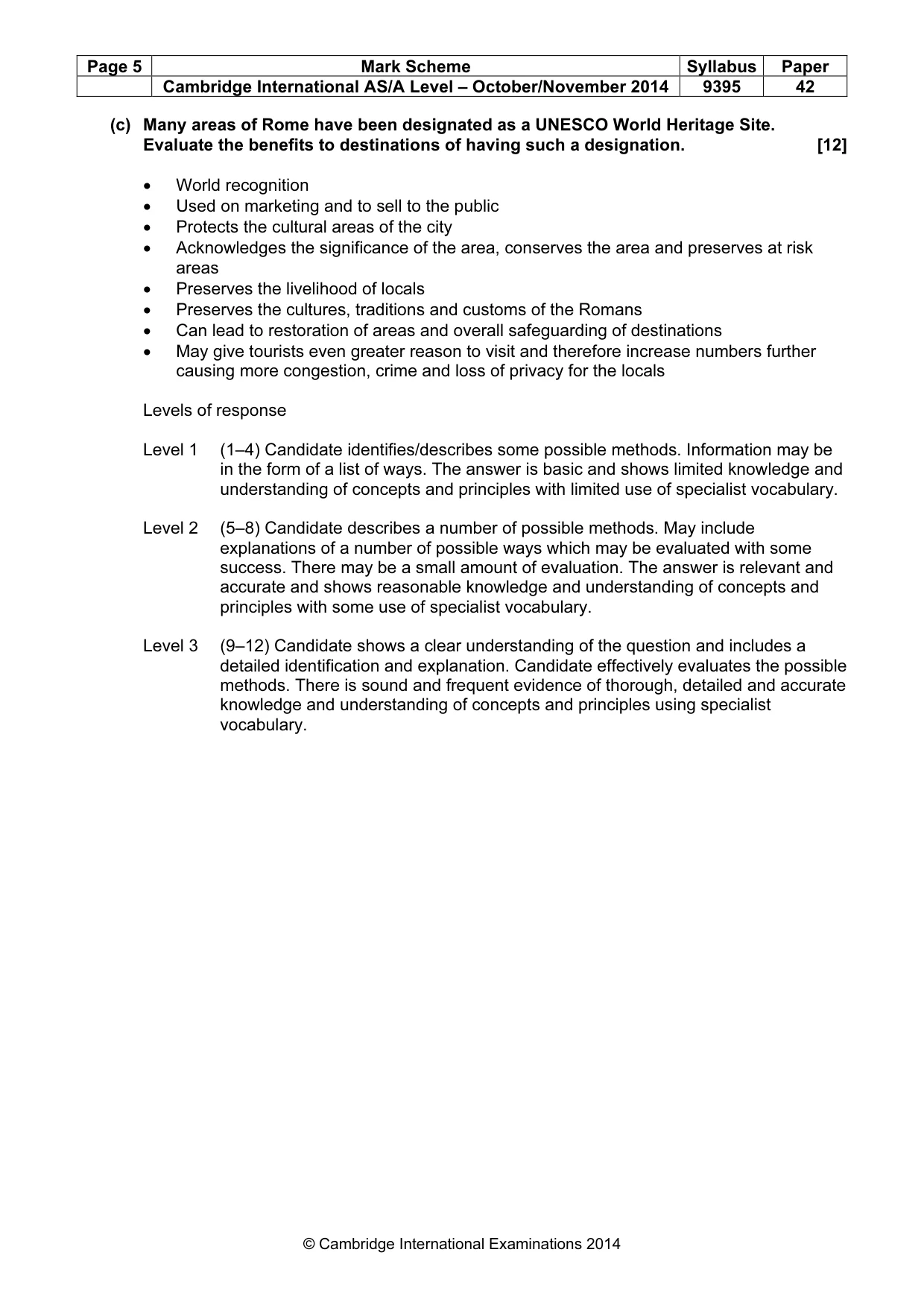 Mark scheme, page 5 of 5