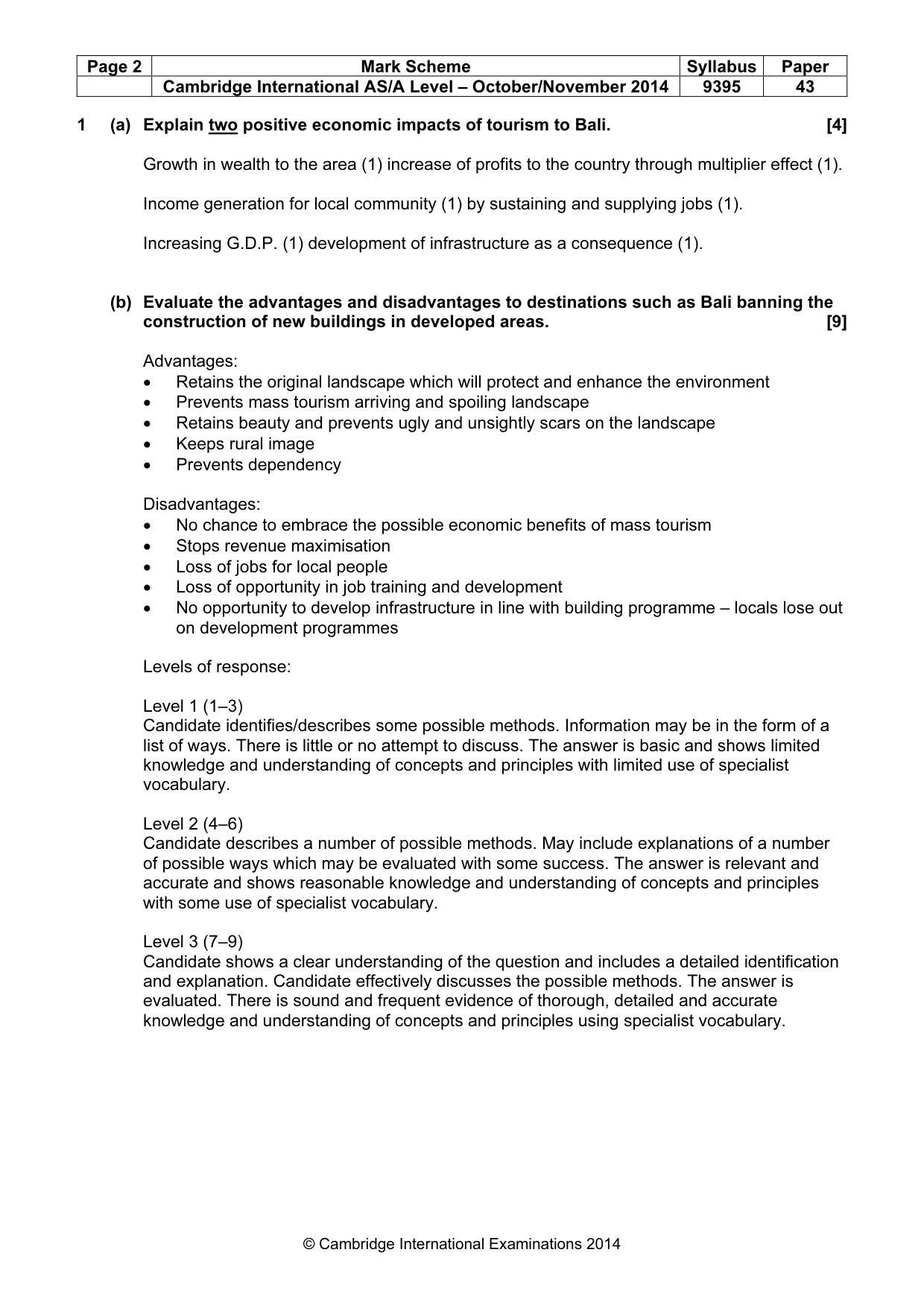 Mark scheme, page 2 of 5