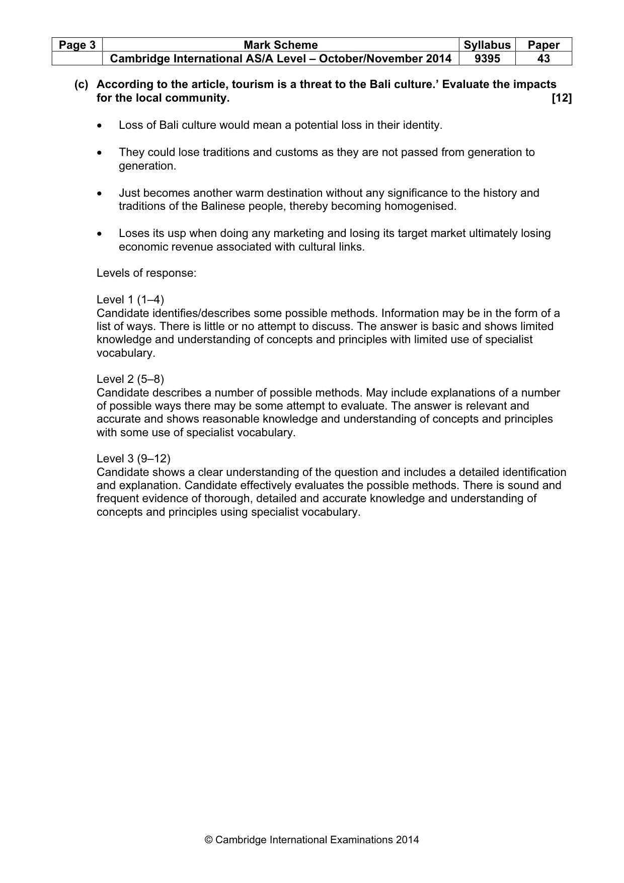 Mark scheme, page 3 of 5