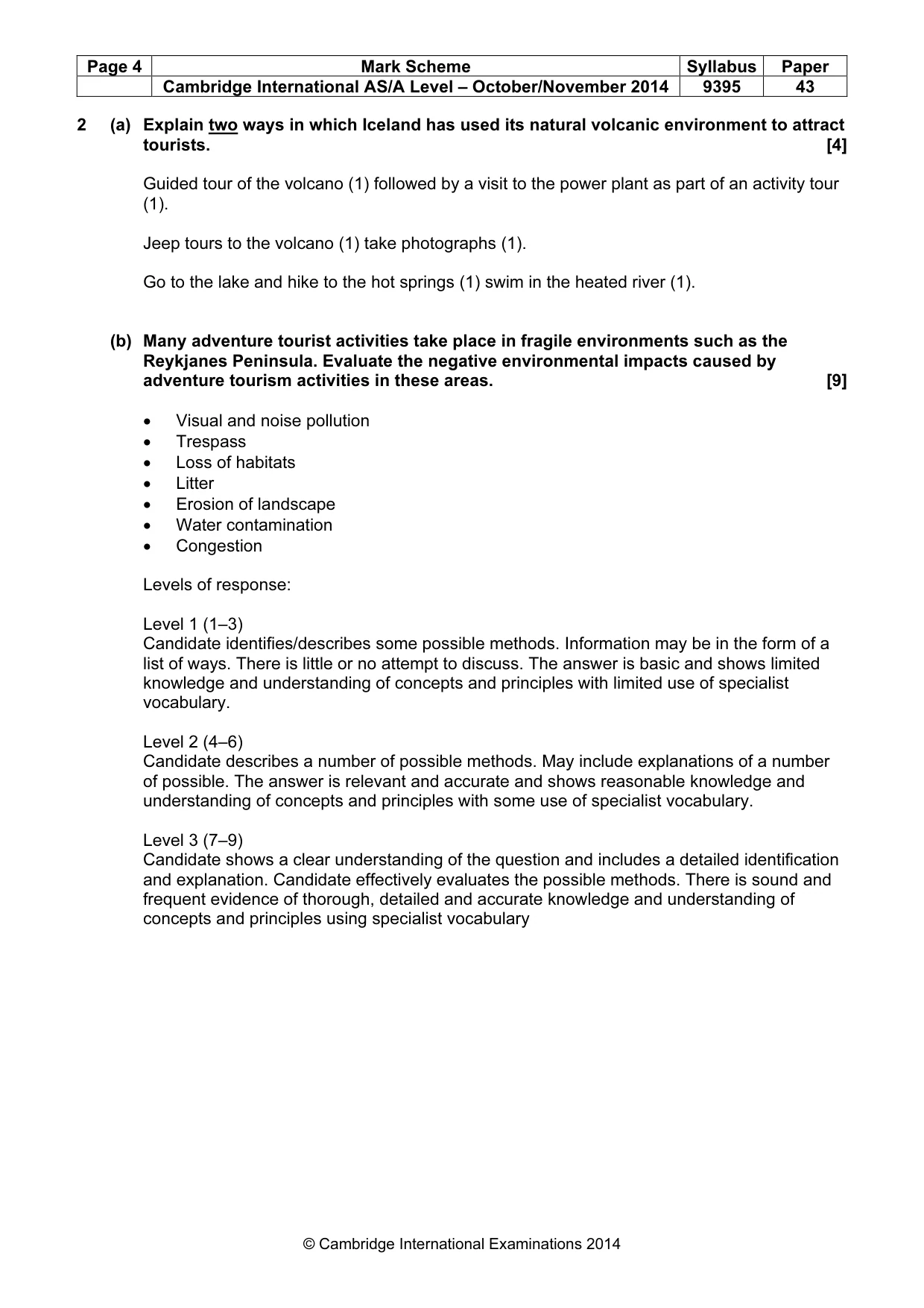 Mark scheme, page 4 of 5
