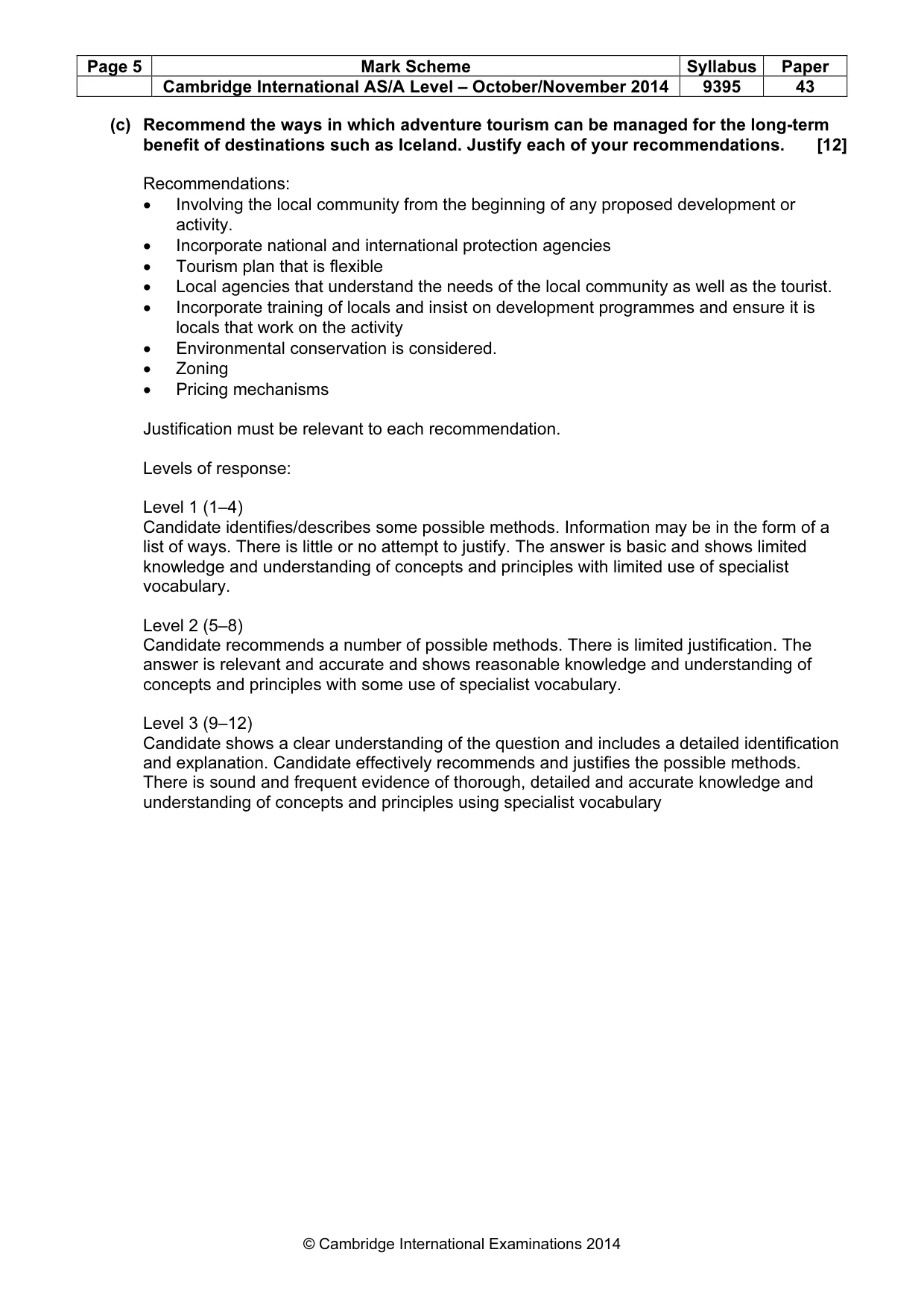 Mark scheme, page 5 of 5