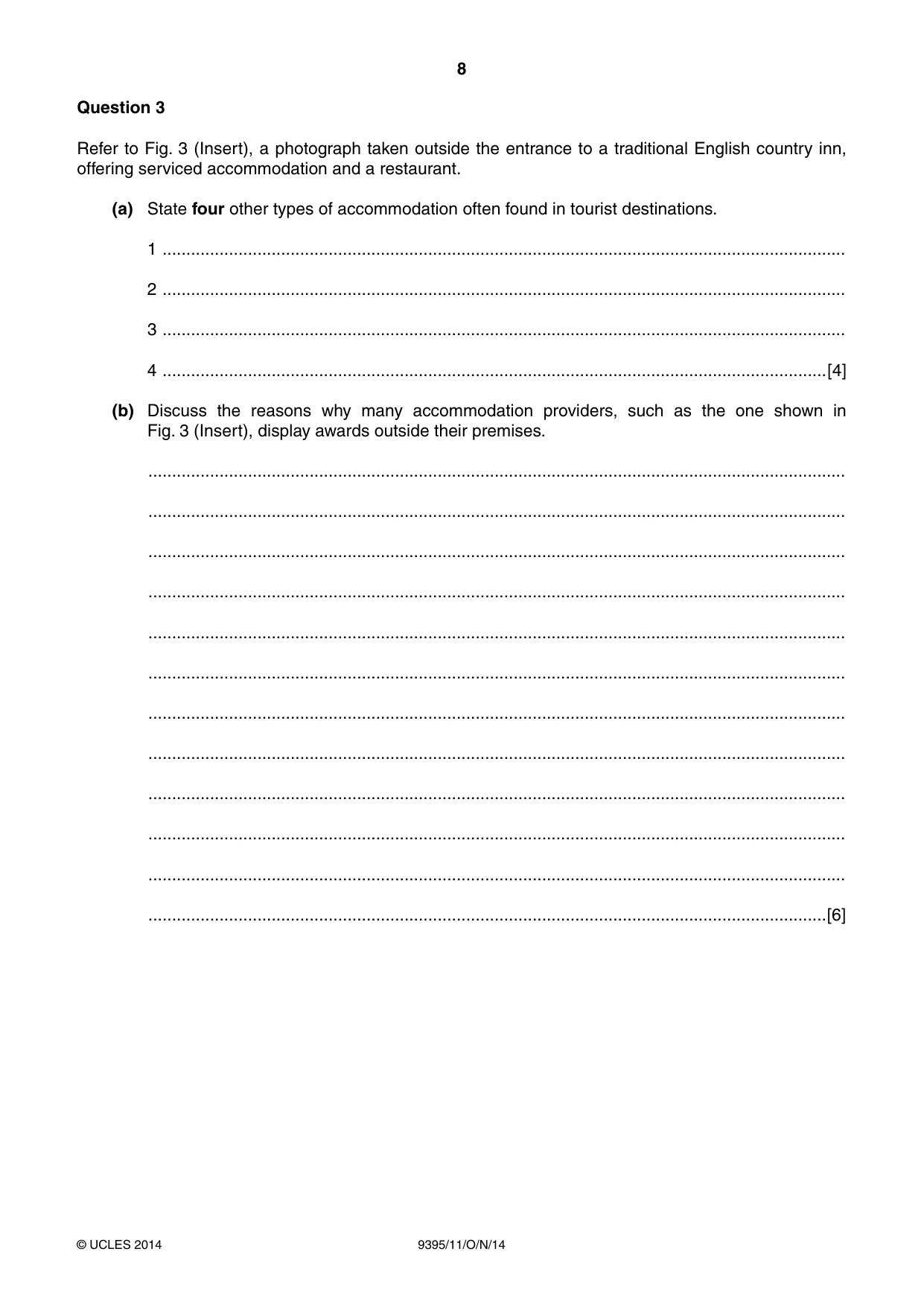Cambridge A Level Travel and Tourism 9395 2014 Oct/Nov Paper 1 · Variant 1 question paper, page 8 of 16