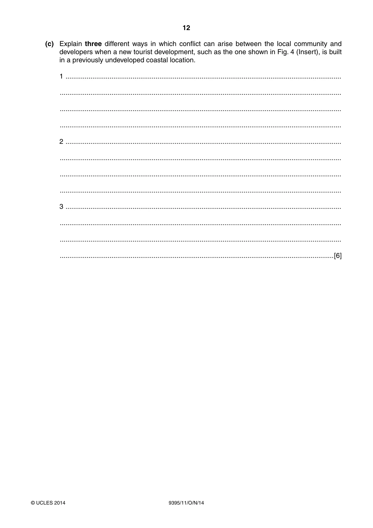Cambridge A Level Travel and Tourism 9395 2014 Oct/Nov Paper 1 · Variant 1 question paper, page 12 of 16