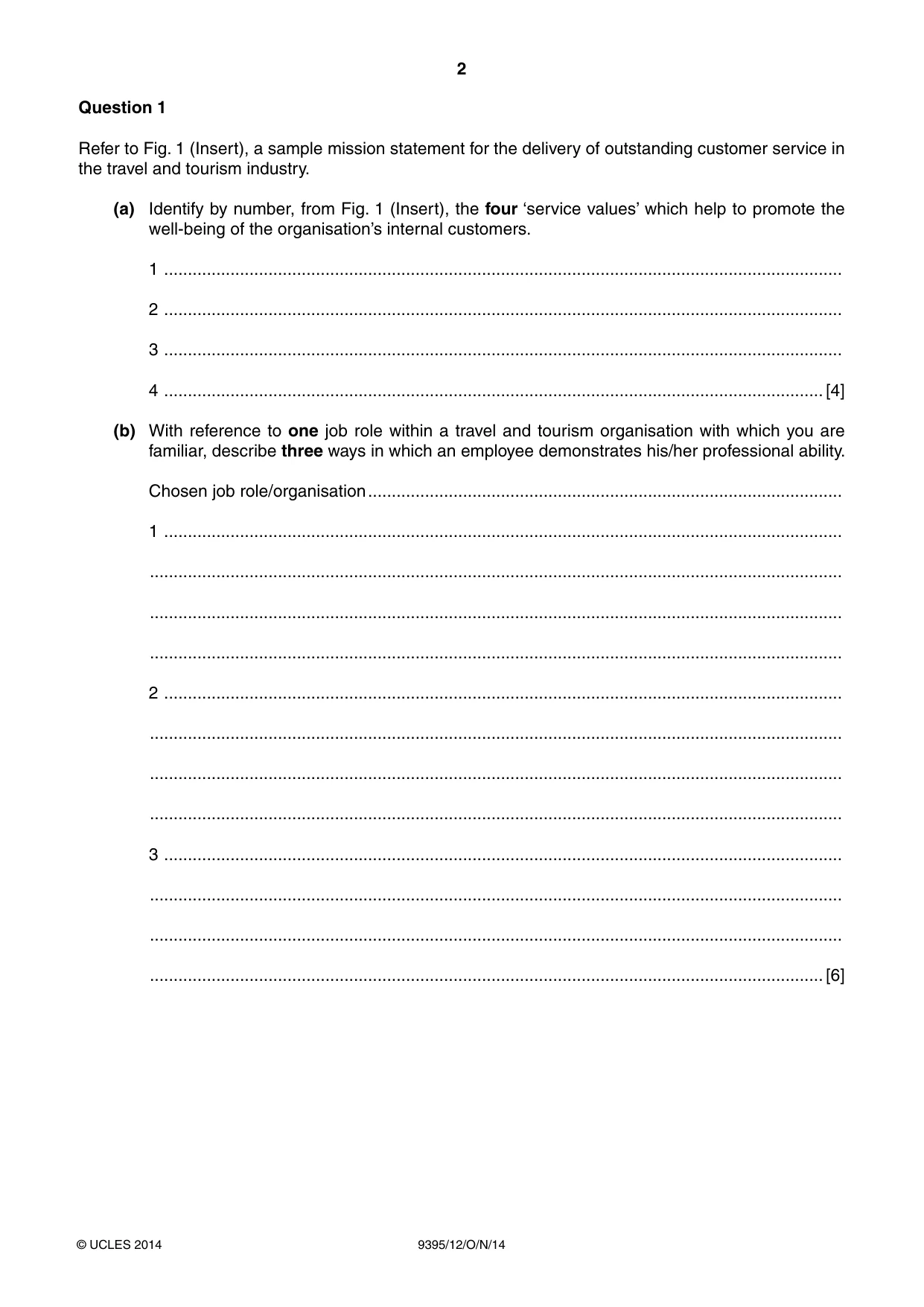 Cambridge A Level Travel and Tourism 9395 2014 Oct/Nov Paper 1 · Variant 2 question paper, page 2 of 16