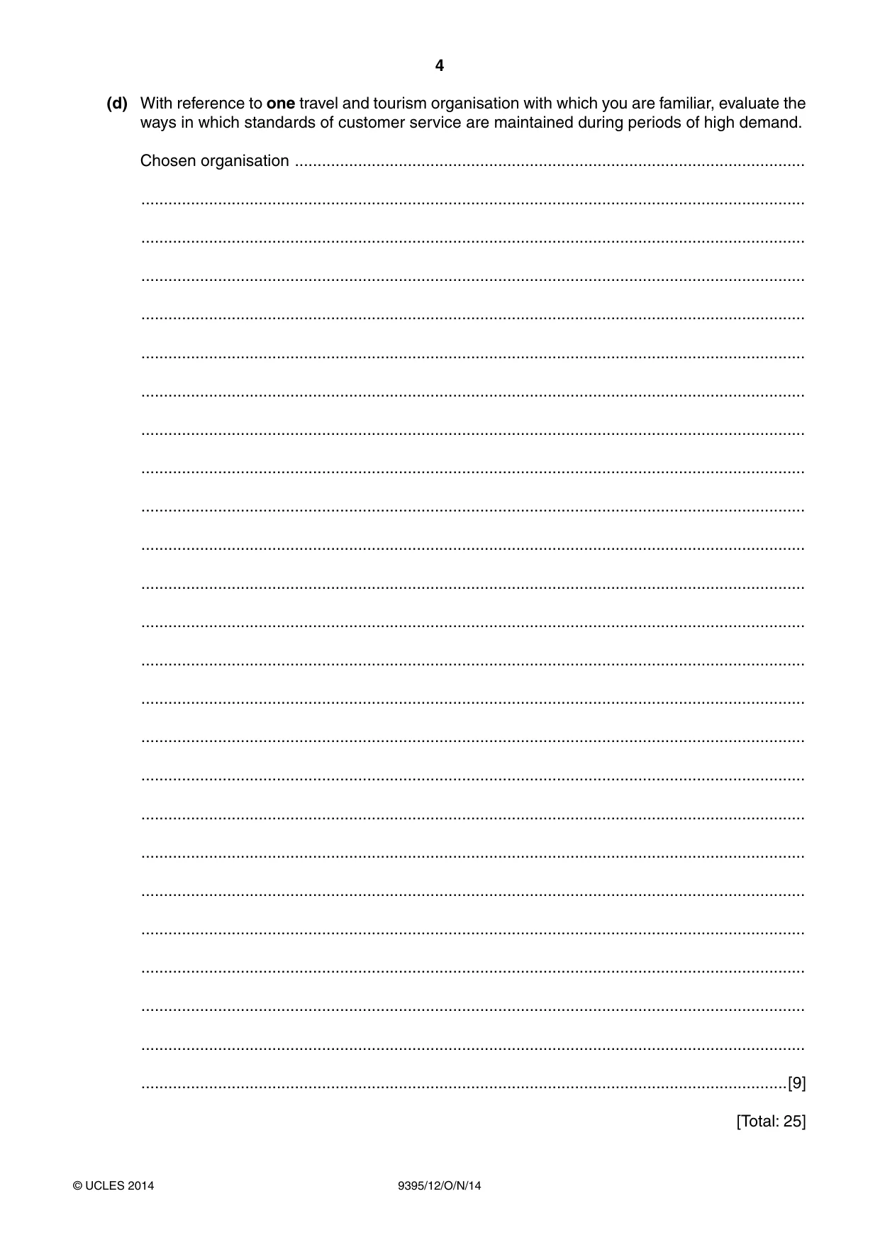 Cambridge A Level Travel and Tourism 9395 2014 Oct/Nov Paper 1 · Variant 2 question paper, page 4 of 16
