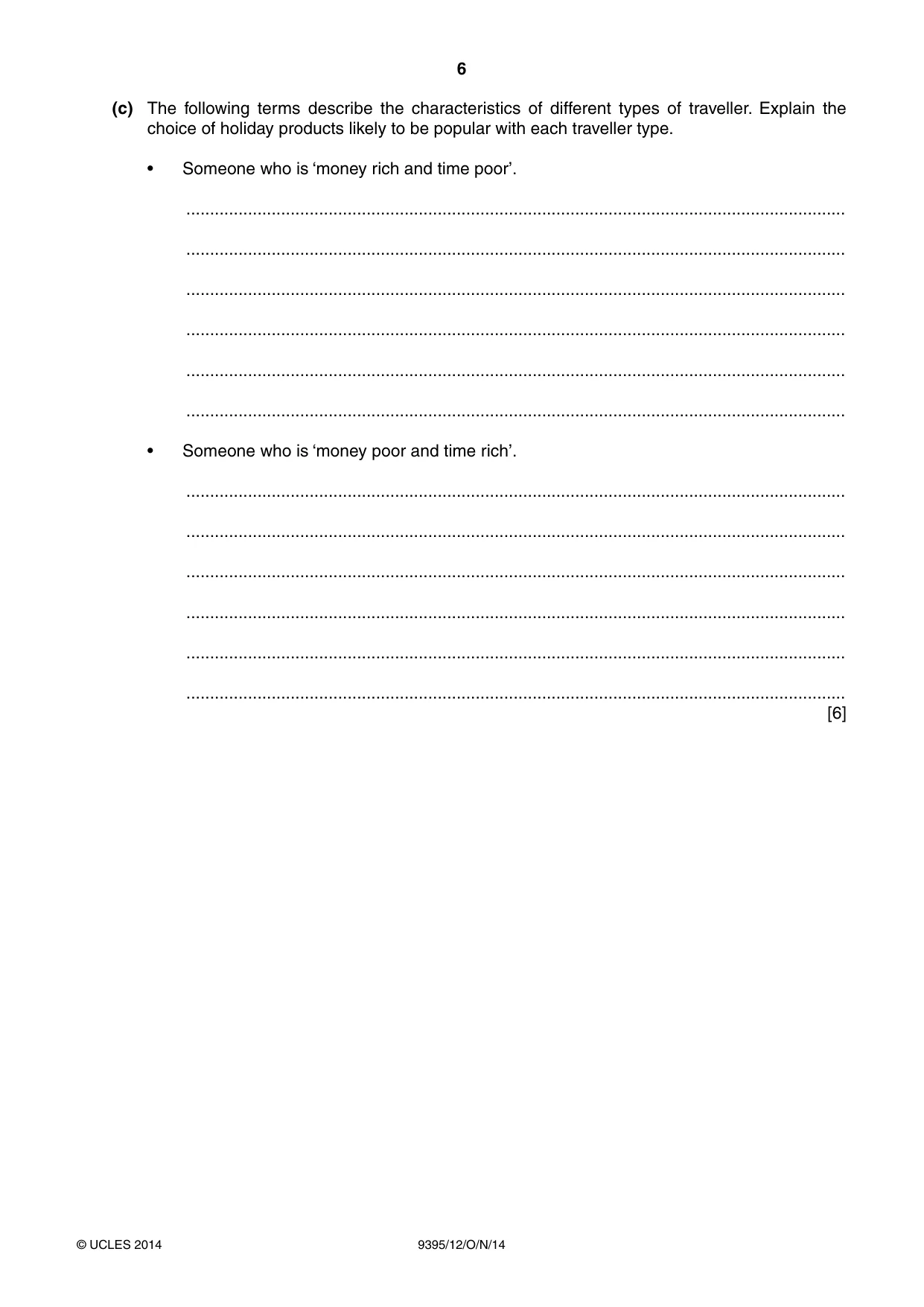 Cambridge A Level Travel and Tourism 9395 2014 Oct/Nov Paper 1 · Variant 2 question paper, page 6 of 16