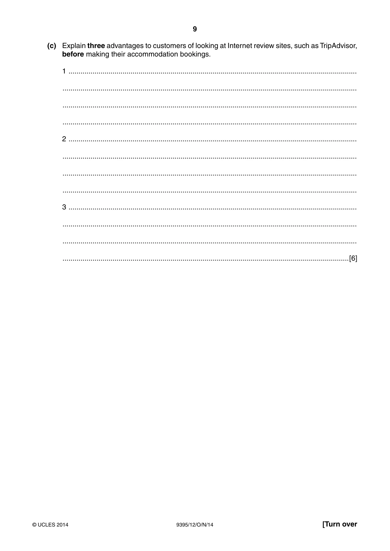 Cambridge A Level Travel and Tourism 9395 2014 Oct/Nov Paper 1 · Variant 2 question paper, page 9 of 16