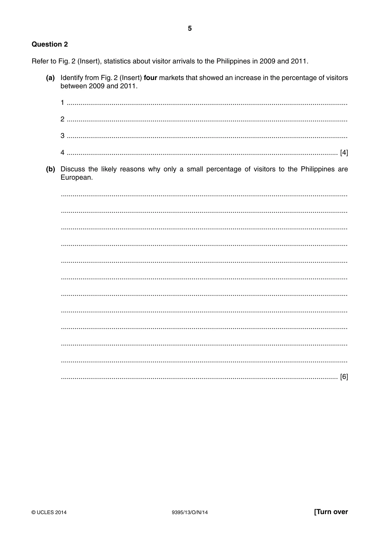 Cambridge A Level Travel and Tourism 9395 2014 Oct/Nov Paper 1 · Variant 3 question paper, page 5 of 16
