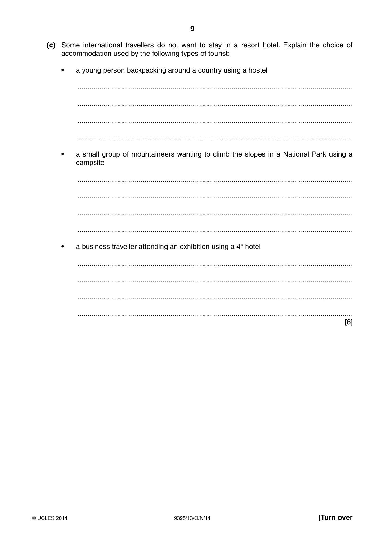 Cambridge A Level Travel and Tourism 9395 2014 Oct/Nov Paper 1 · Variant 3 question paper, page 9 of 16