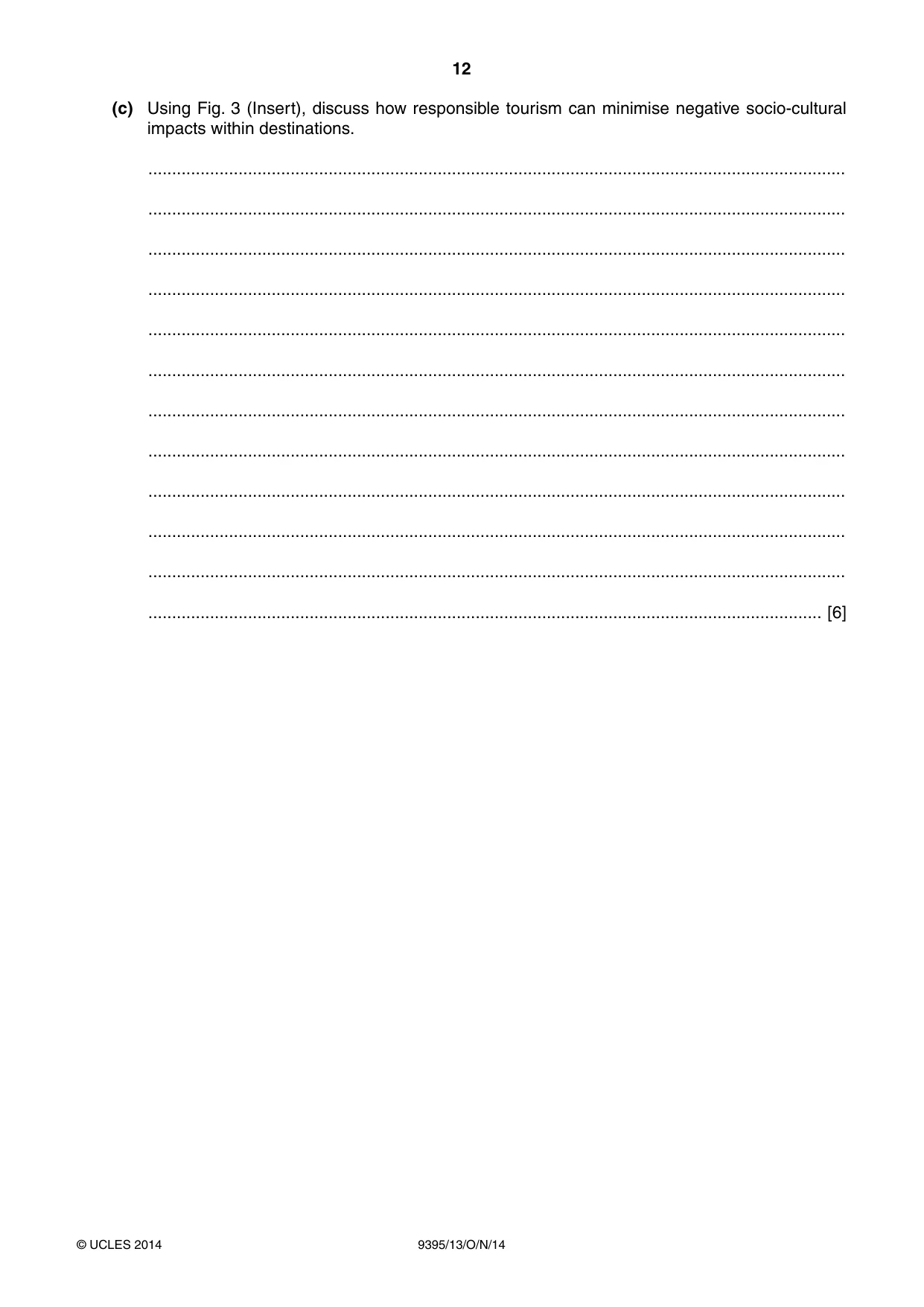Cambridge A Level Travel and Tourism 9395 2014 Oct/Nov Paper 1 · Variant 3 question paper, page 12 of 16