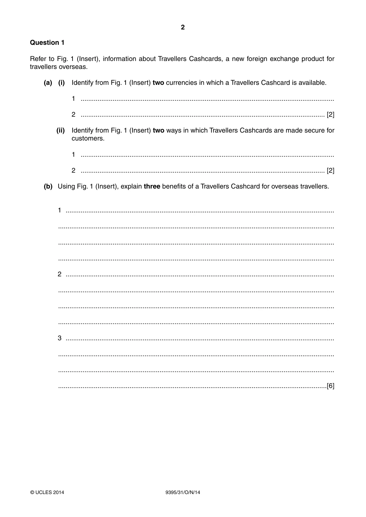 Cambridge A Level Travel and Tourism 9395 2014 Oct/Nov Paper 3 · Variant 1 question paper, page 2 of 16