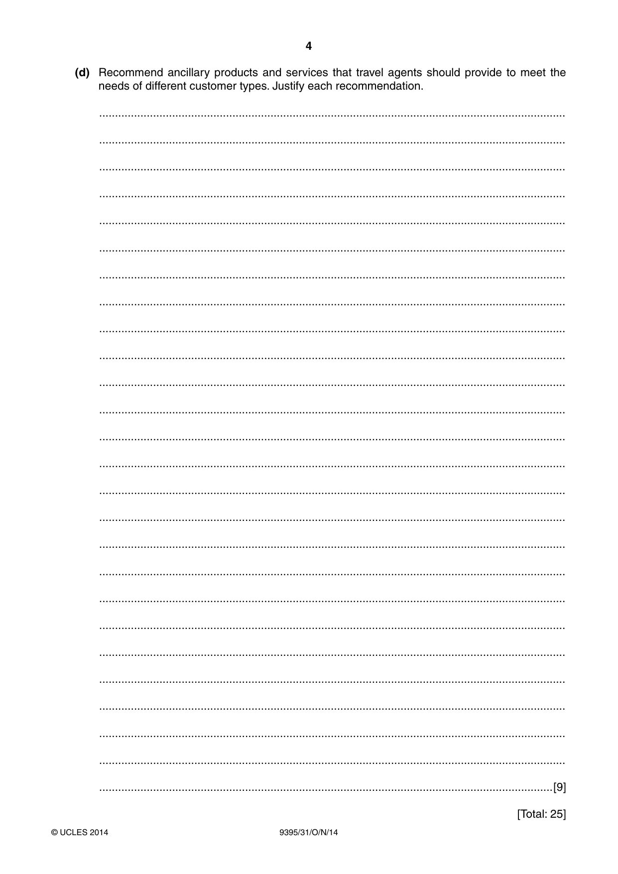 Cambridge A Level Travel and Tourism 9395 2014 Oct/Nov Paper 3 · Variant 1 question paper, page 4 of 16
