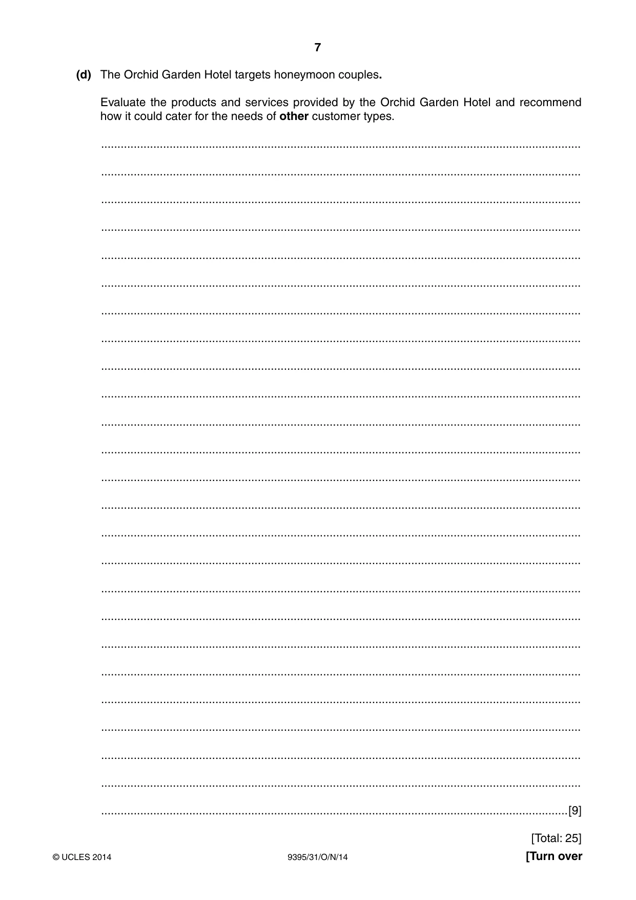 Cambridge A Level Travel and Tourism 9395 2014 Oct/Nov Paper 3 · Variant 1 question paper, page 7 of 16