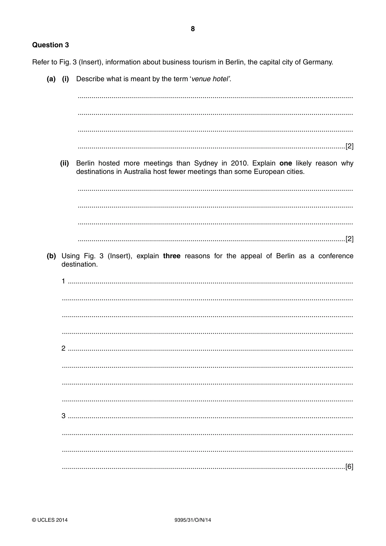 Cambridge A Level Travel and Tourism 9395 2014 Oct/Nov Paper 3 · Variant 1 question paper, page 8 of 16