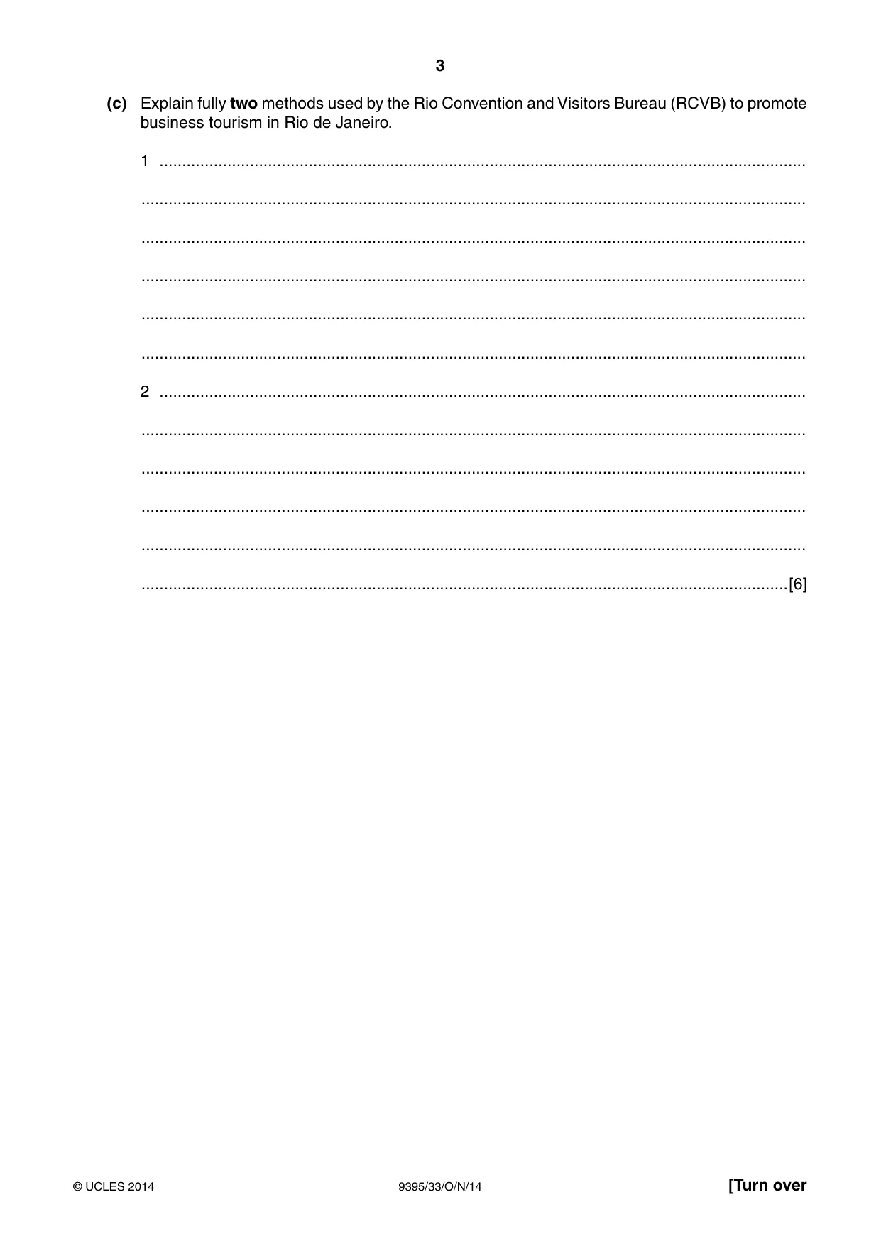 Cambridge A Level Travel and Tourism 9395 2014 Oct/Nov Paper 3 · Variant 3 question paper, page 3 of 16