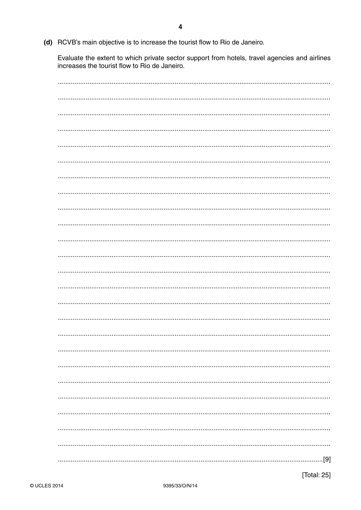 Cambridge A Level Travel and Tourism 9395 2014 Oct/Nov Paper 3 · Variant 3 question paper, page 4 of 16