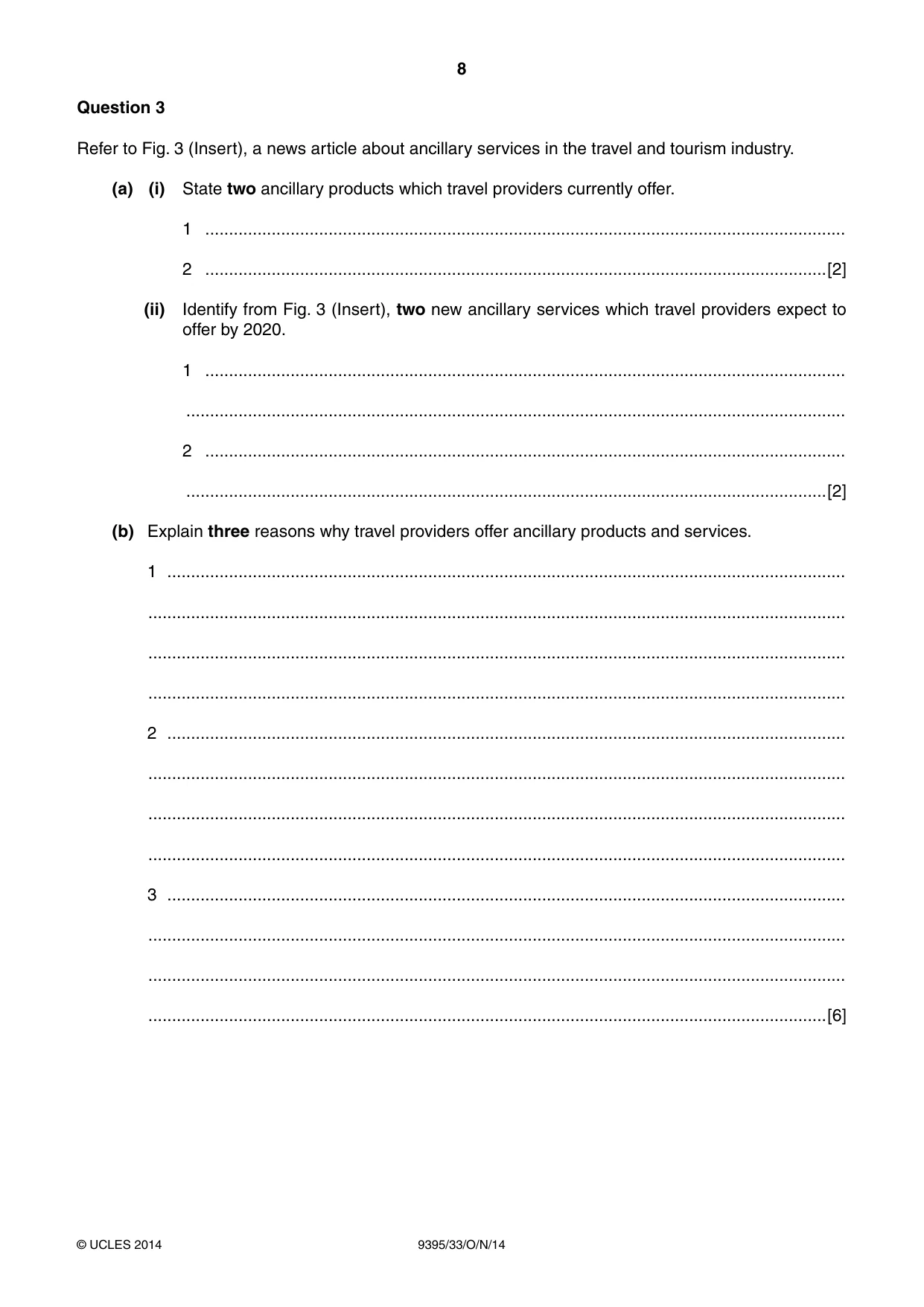 Cambridge A Level Travel and Tourism 9395 2014 Oct/Nov Paper 3 · Variant 3 question paper, page 8 of 16