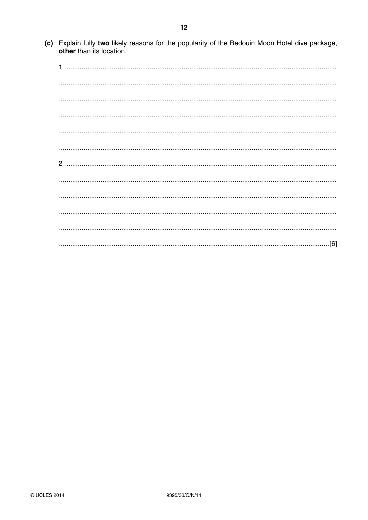 Cambridge A Level Travel and Tourism 9395 2014 Oct/Nov Paper 3 · Variant 3 question paper, page 12 of 16