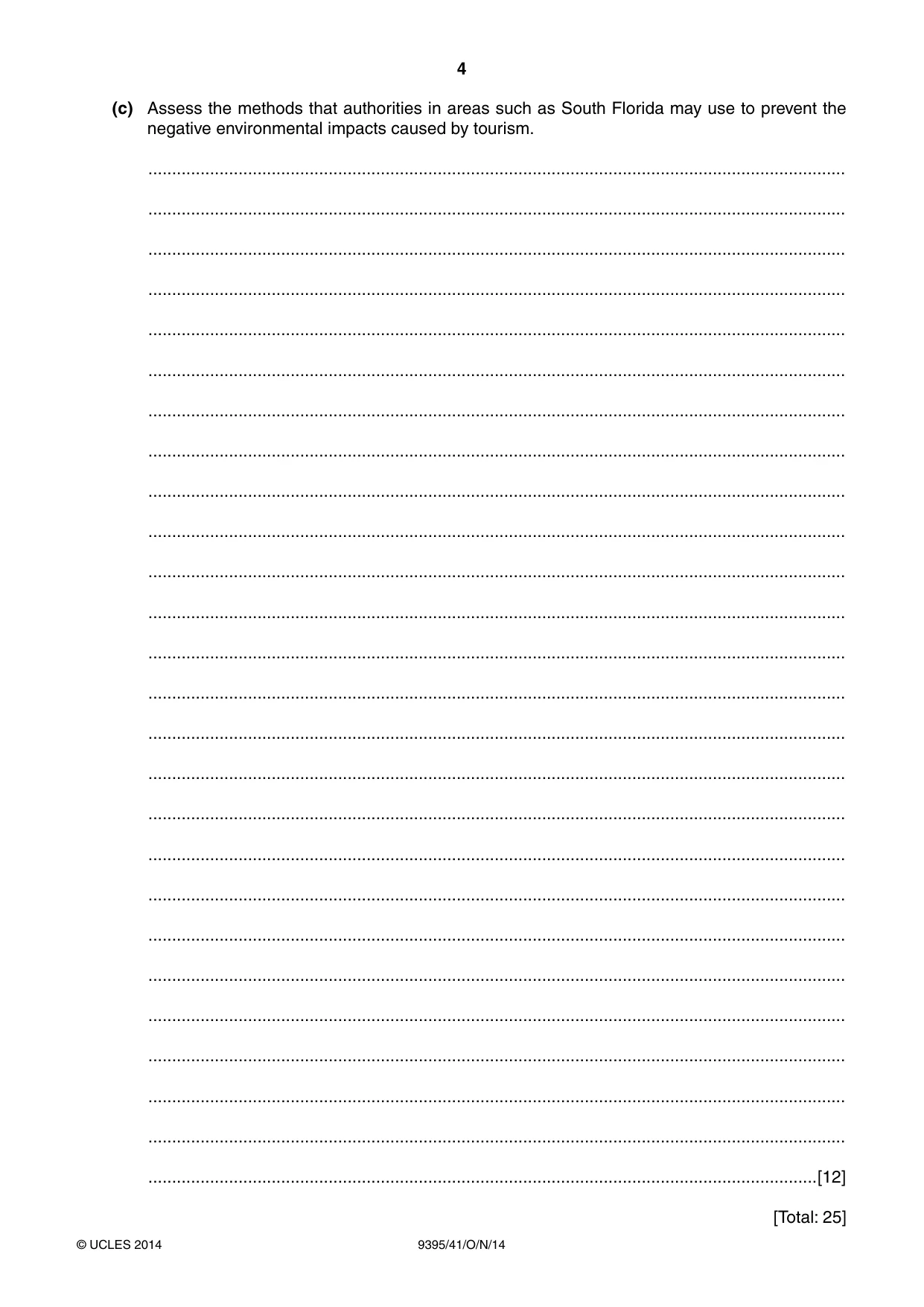 Cambridge A Level Travel and Tourism 9395 2014 Oct/Nov Paper 4 · Variant 1 question paper, page 4 of 8