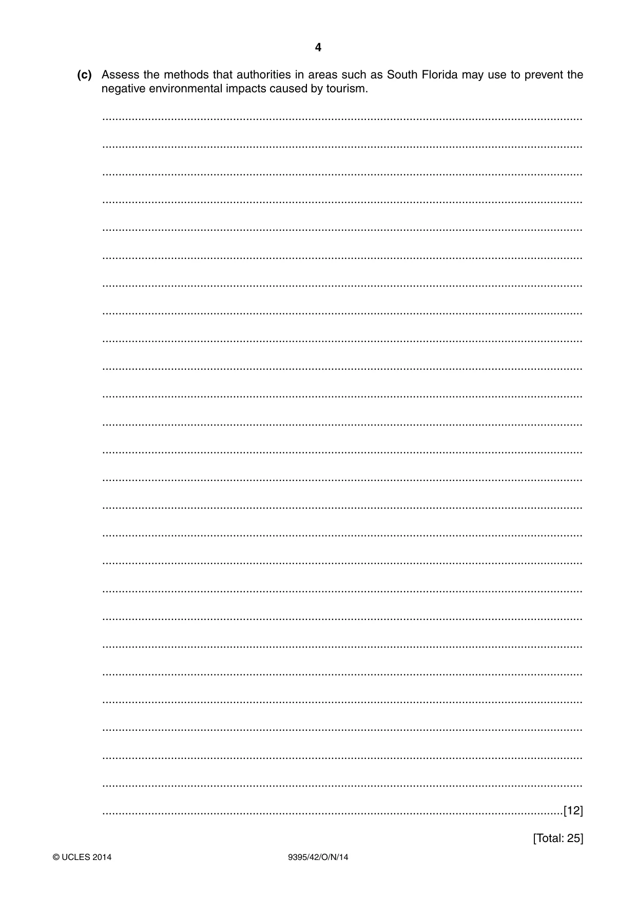 Cambridge A Level Travel and Tourism 9395 2014 Oct/Nov Paper 4 · Variant 2 question paper, page 4 of 8