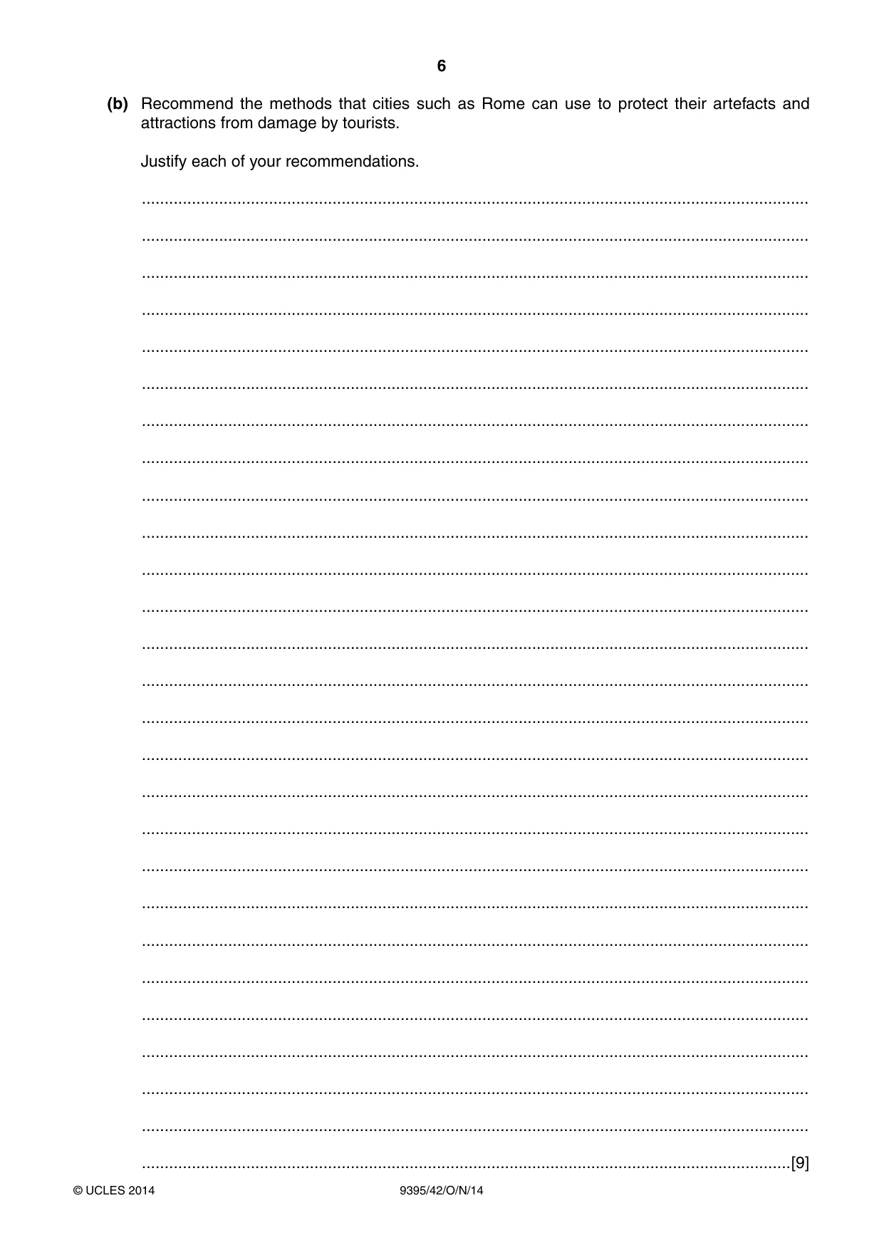 Cambridge A Level Travel and Tourism 9395 2014 Oct/Nov Paper 4 · Variant 2 question paper, page 6 of 8