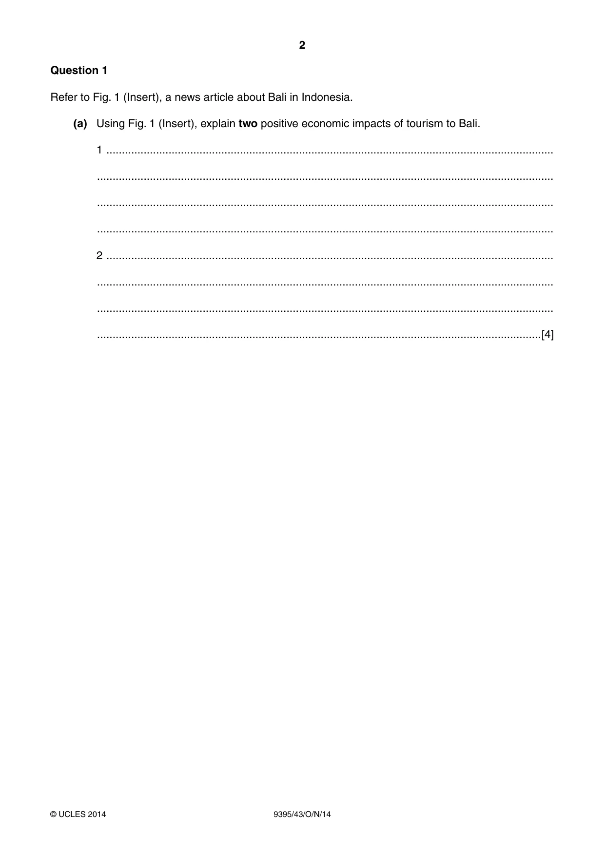 Cambridge A Level Travel and Tourism 9395 2014 Oct/Nov Paper 4 · Variant 3 question paper, page 2 of 8