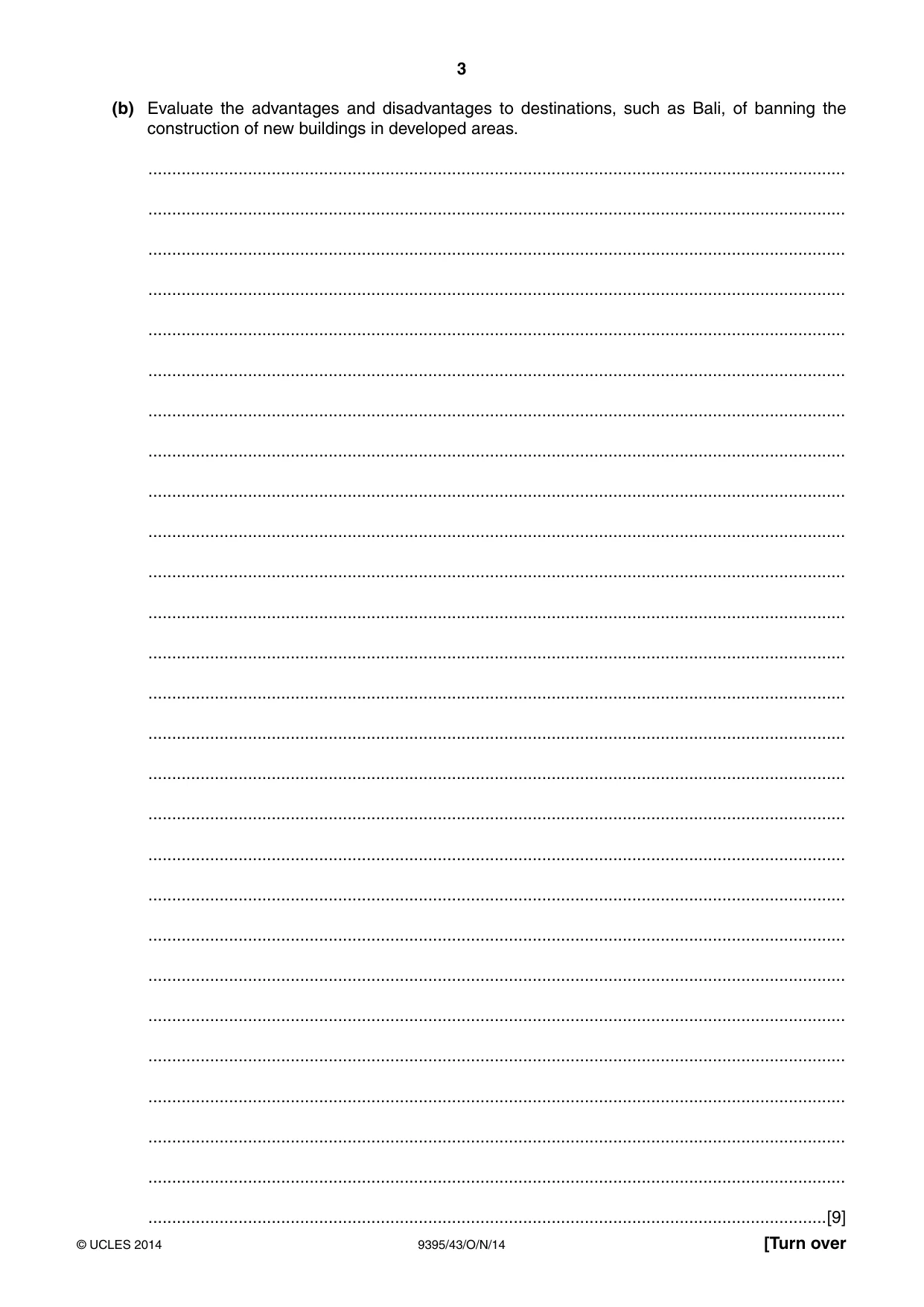 Cambridge A Level Travel and Tourism 9395 2014 Oct/Nov Paper 4 · Variant 3 question paper, page 3 of 8