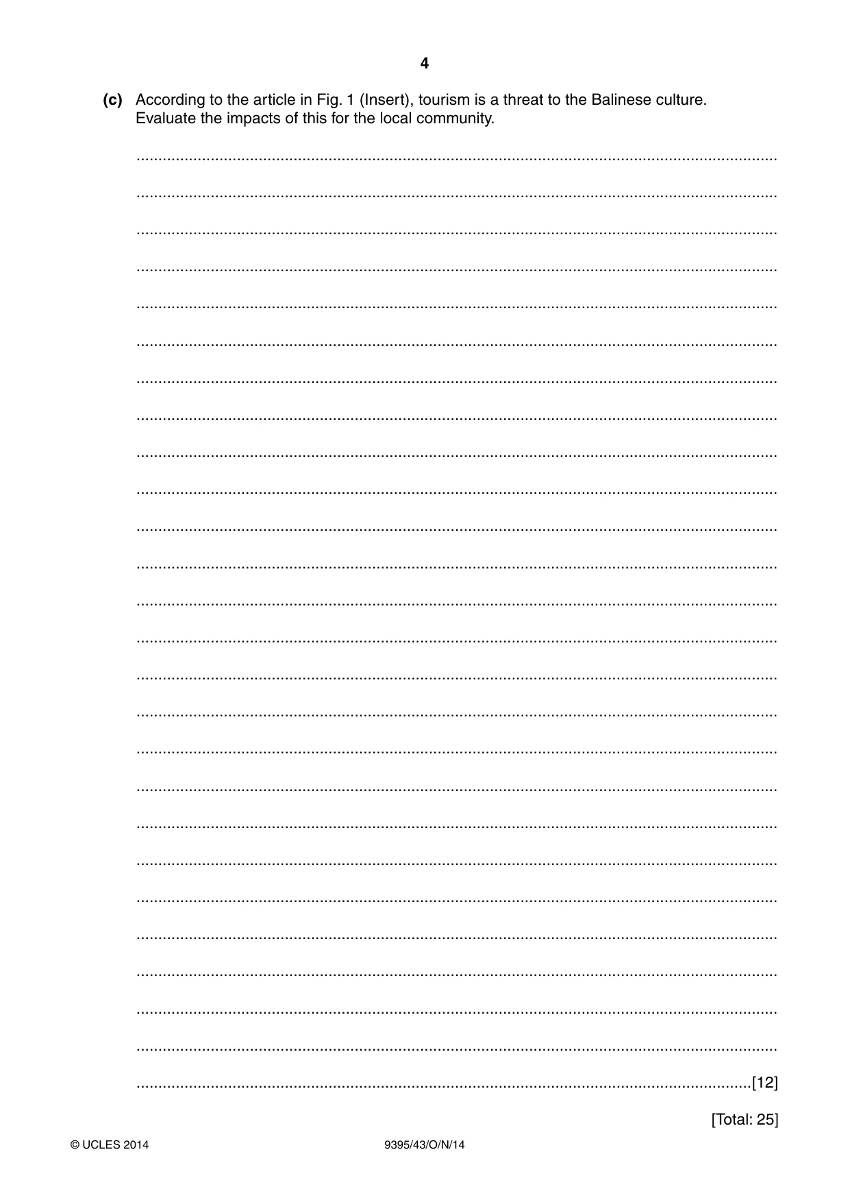Cambridge A Level Travel and Tourism 9395 2014 Oct/Nov Paper 4 · Variant 3 question paper, page 4 of 8