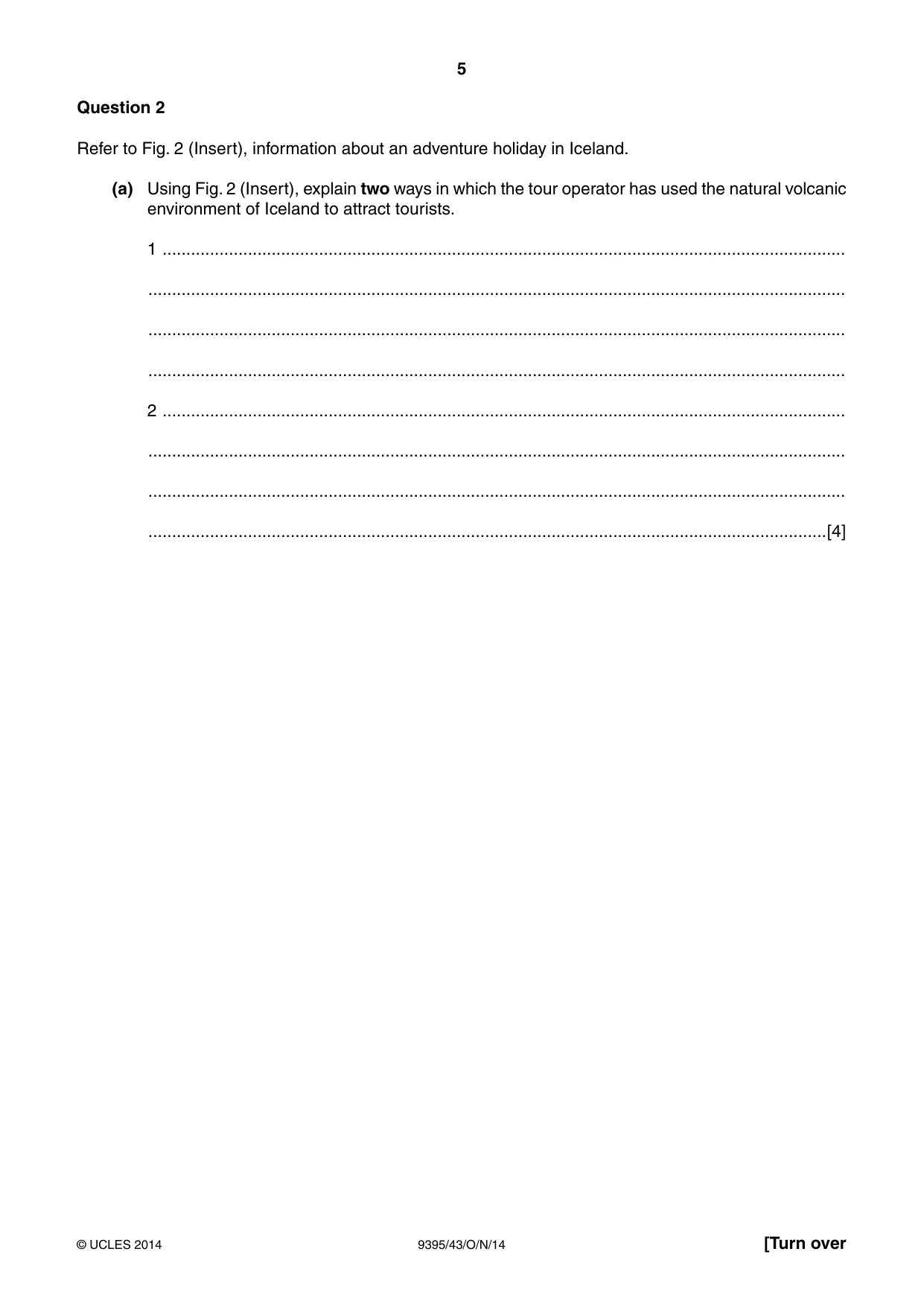 Cambridge A Level Travel and Tourism 9395 2014 Oct/Nov Paper 4 · Variant 3 question paper, page 5 of 8