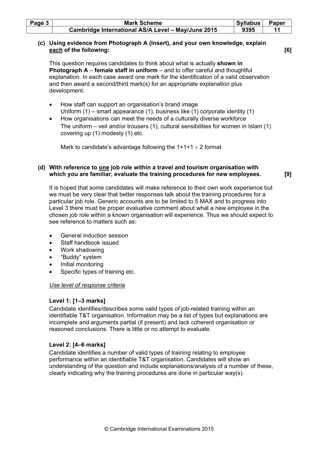 Mark scheme, page 3 of 9
