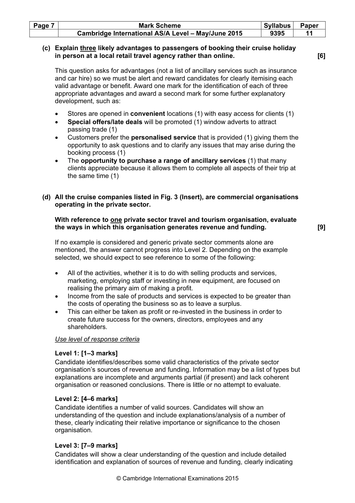 Mark scheme, page 7 of 9