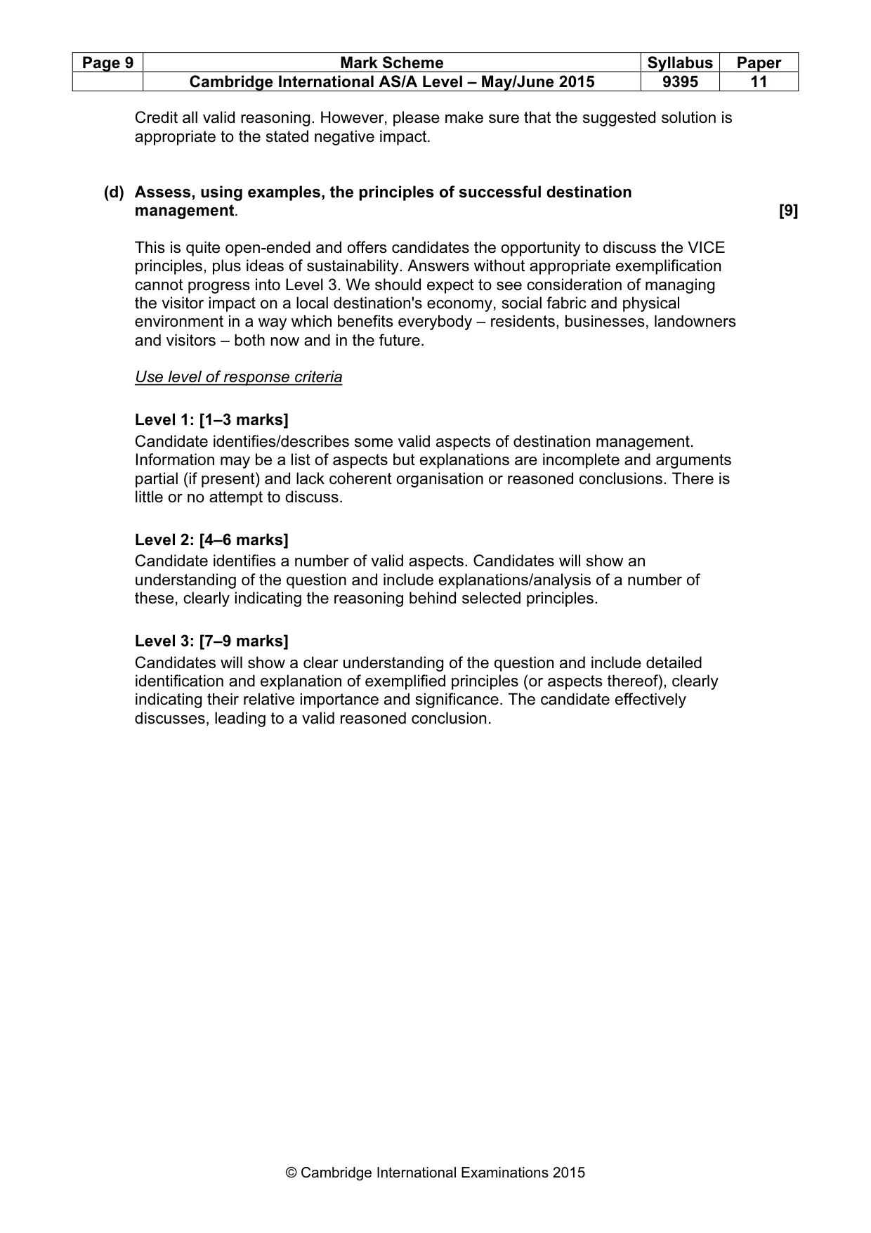 Mark scheme, page 9 of 9