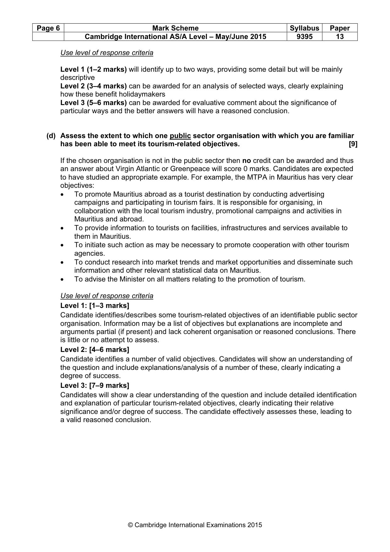 Mark scheme, page 6 of 8