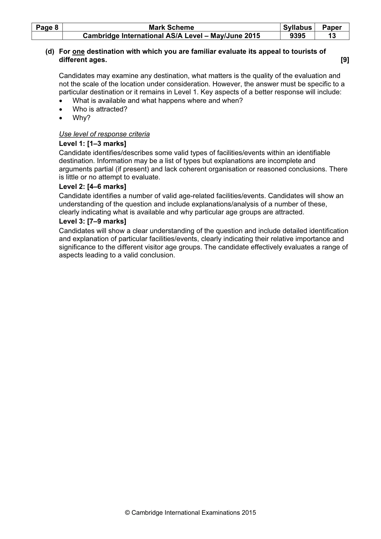 Mark scheme, page 8 of 8
