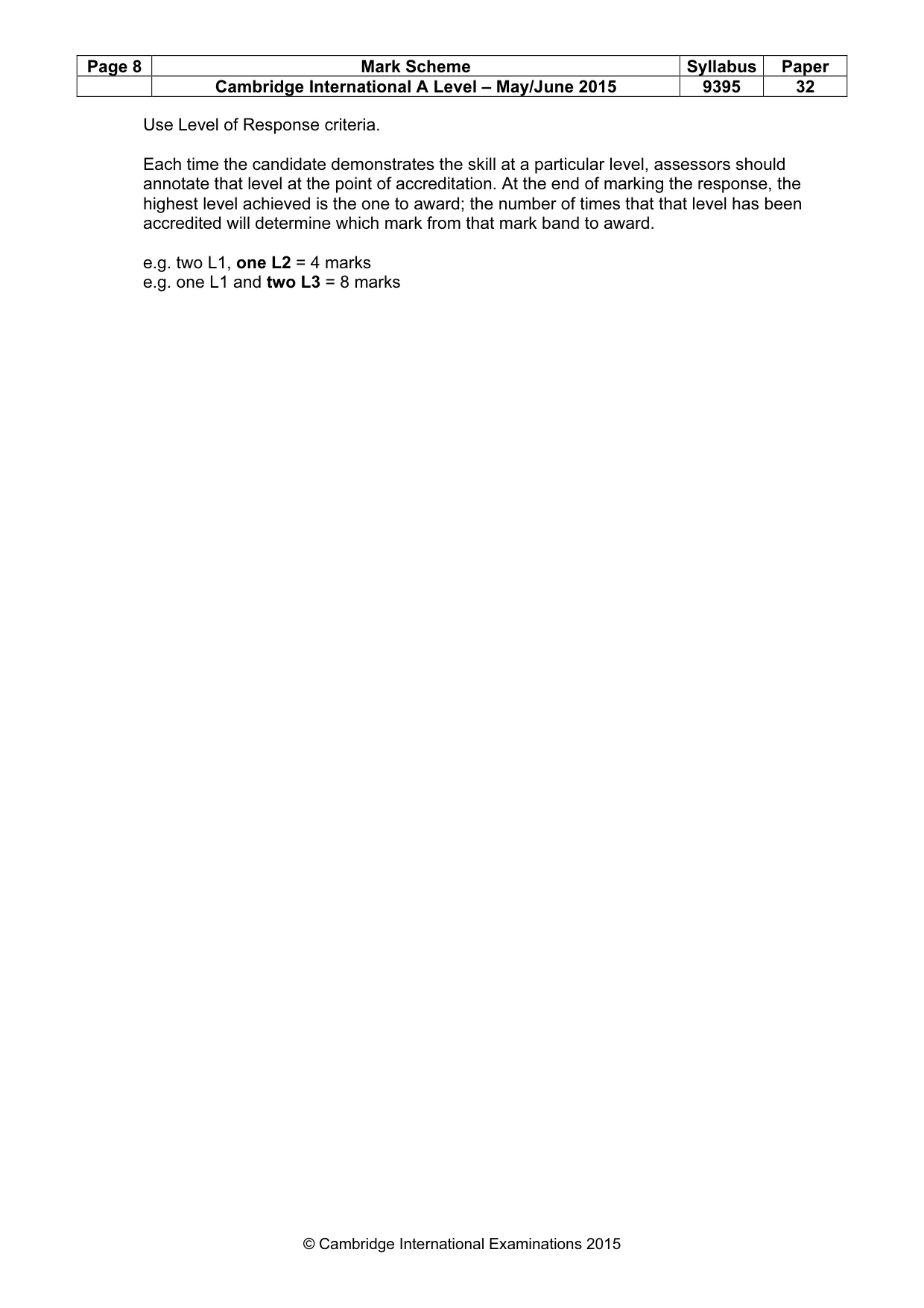 Mark scheme, page 8 of 8
