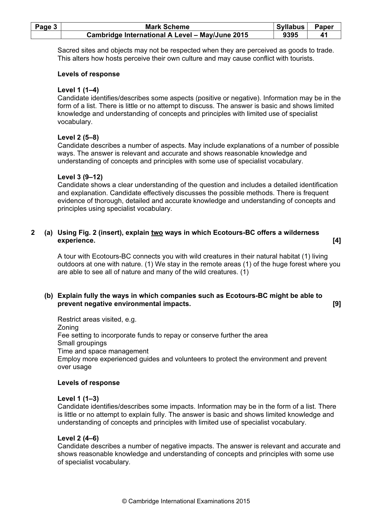 Mark scheme, page 3 of 4