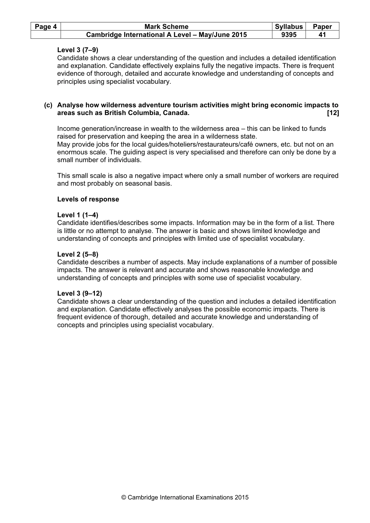Mark scheme, page 4 of 4
