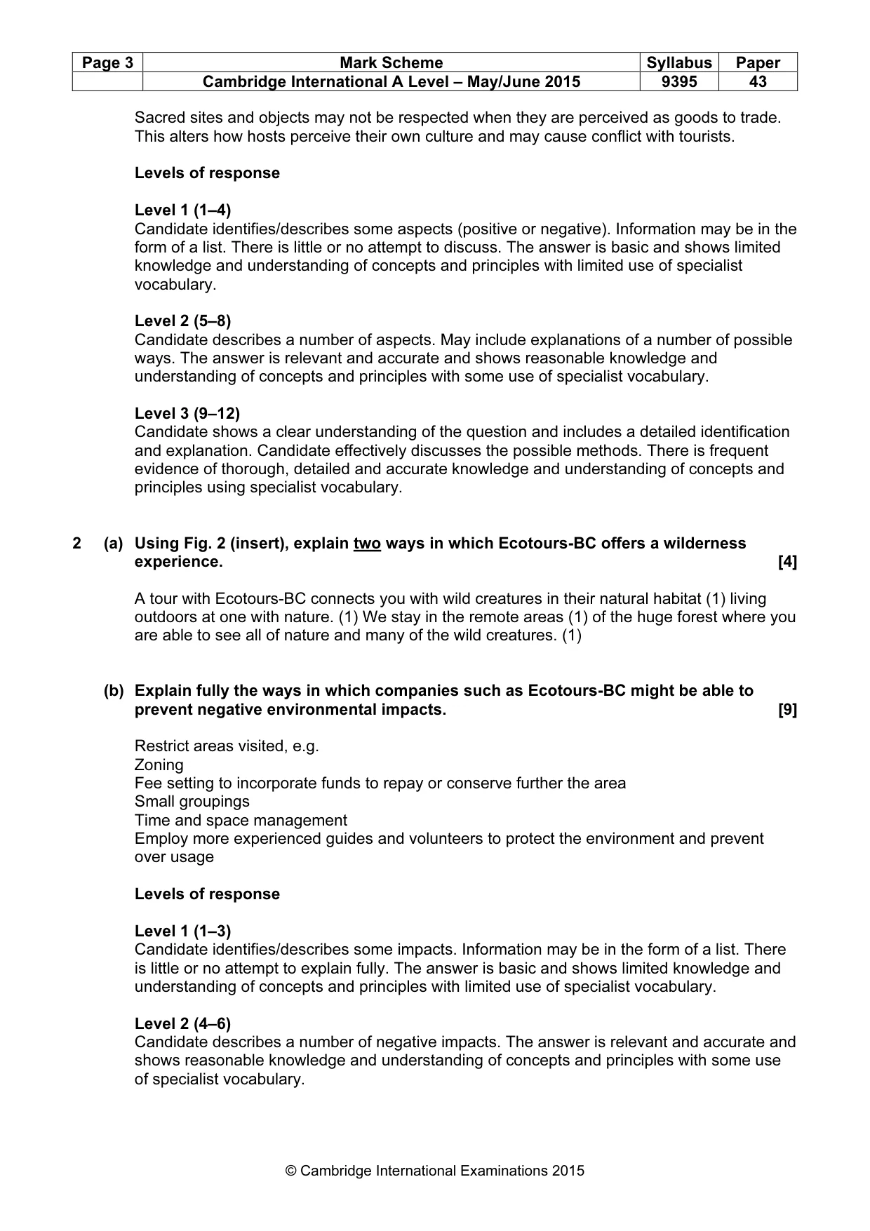 Mark scheme, page 3 of 4