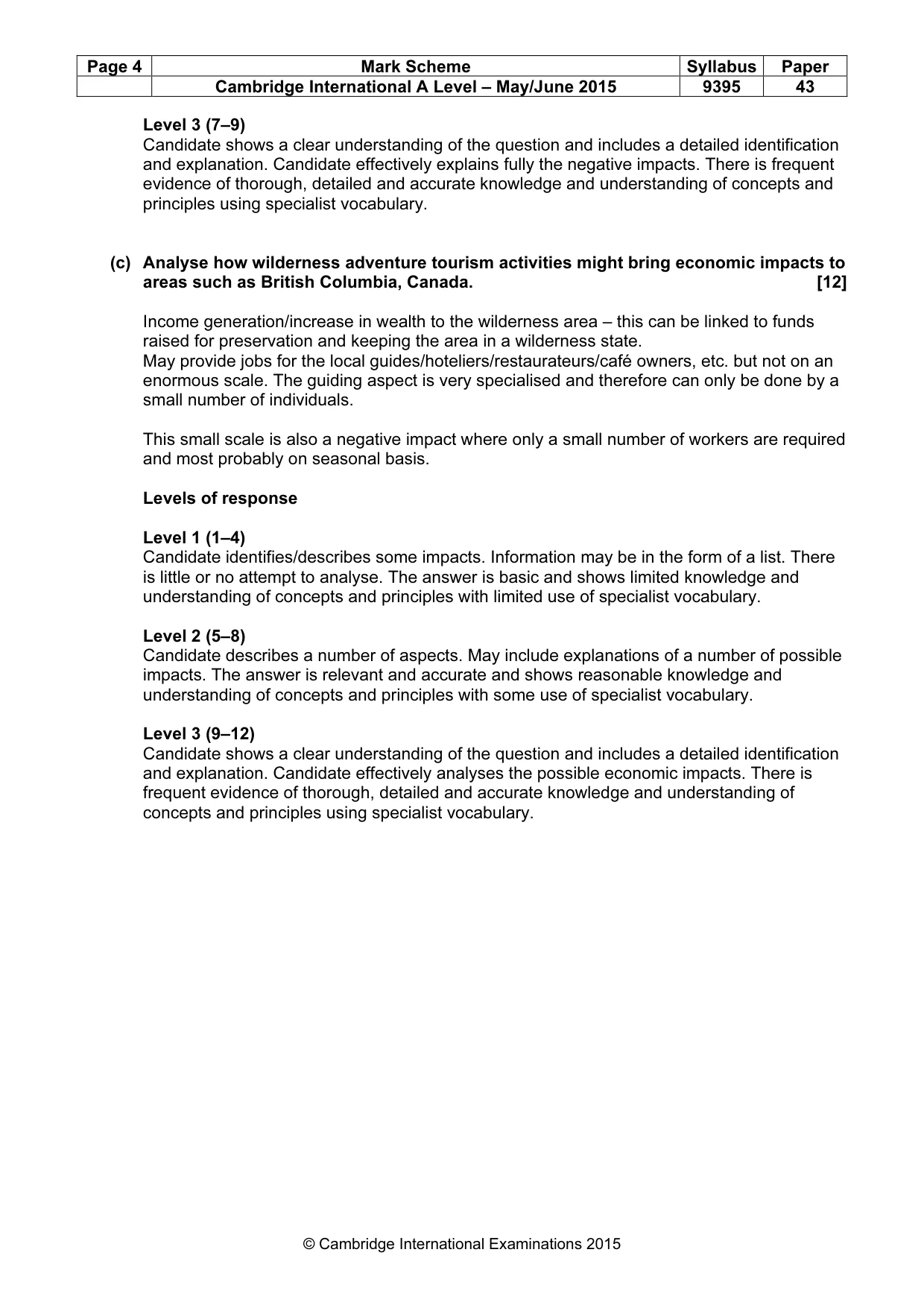 Mark scheme, page 4 of 4