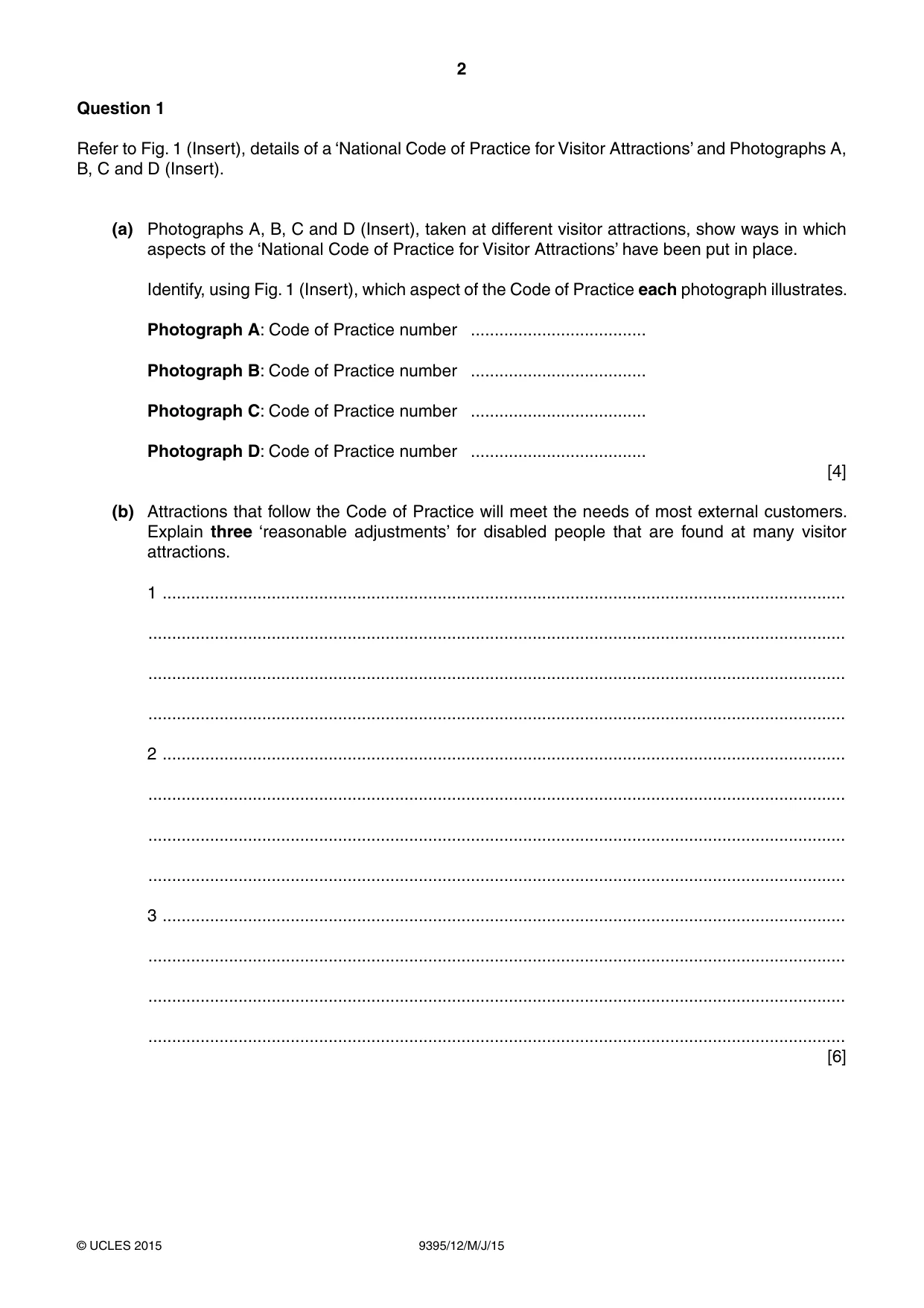 Cambridge A Level Travel and Tourism 9395 2015 May/June Paper 1 · Variant 2 question paper, page 2 of 16
