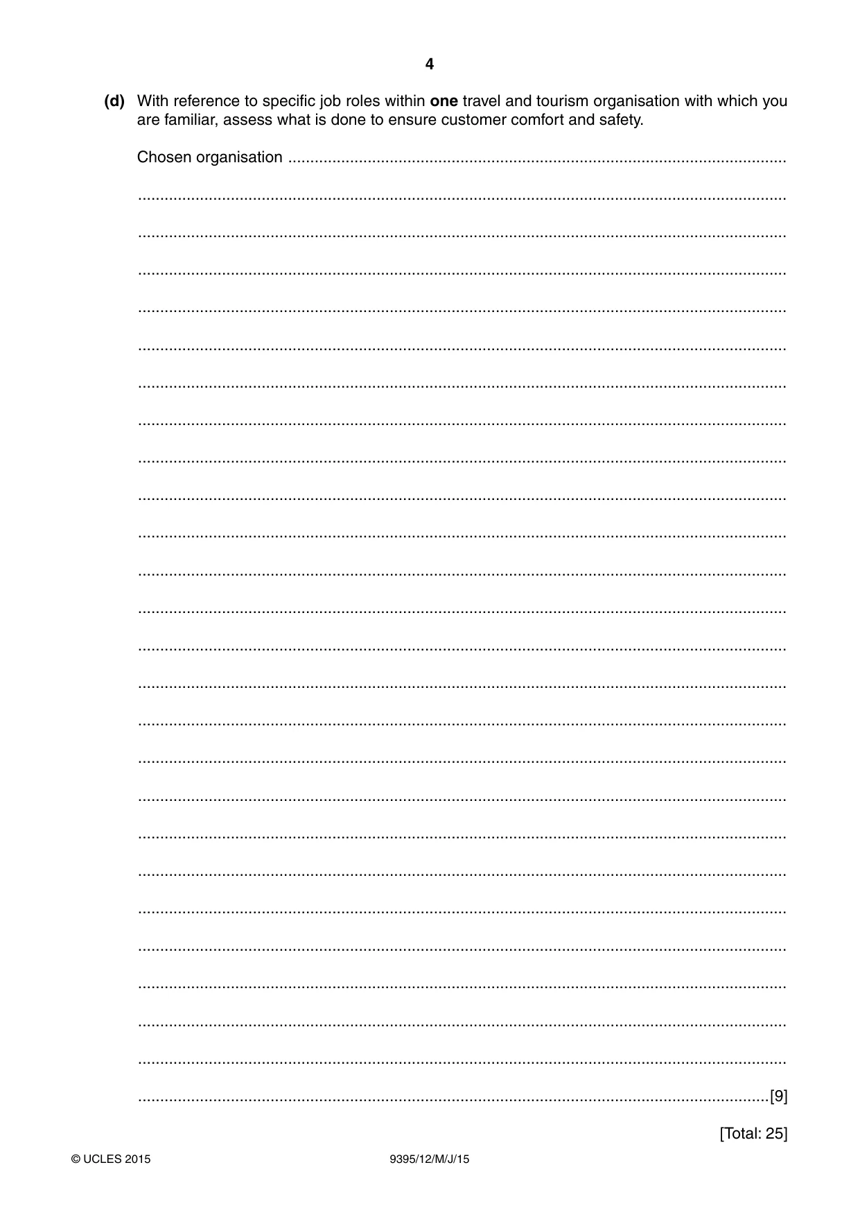 Cambridge A Level Travel and Tourism 9395 2015 May/June Paper 1 · Variant 2 question paper, page 4 of 16
