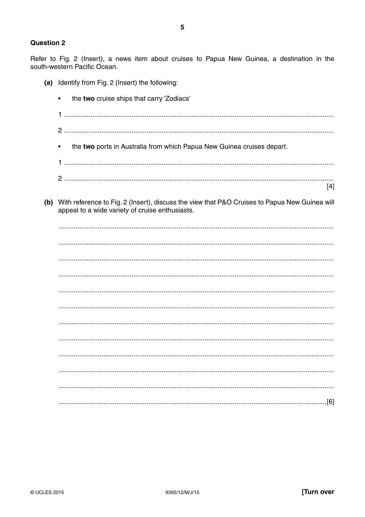 Cambridge A Level Travel and Tourism 9395 2015 May/June Paper 1 · Variant 2 question paper, page 5 of 16