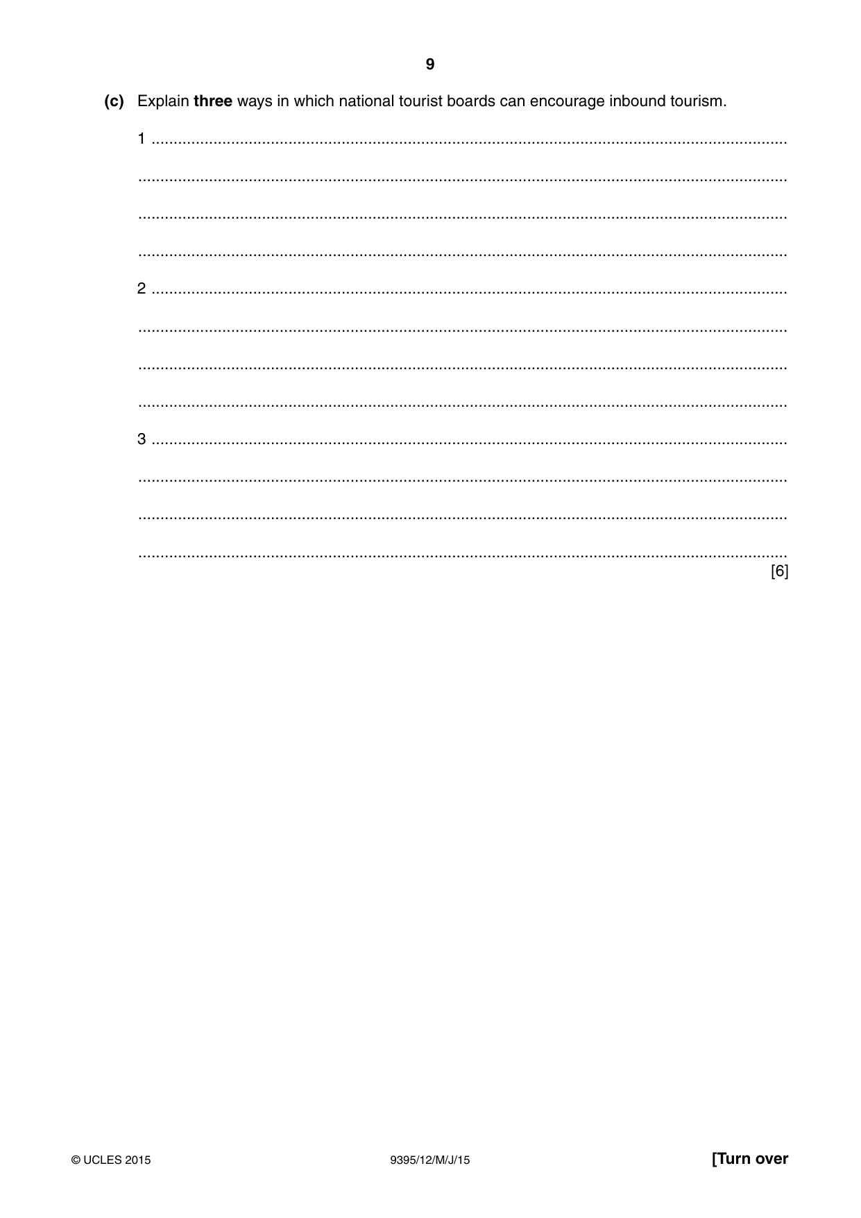Cambridge A Level Travel and Tourism 9395 2015 May/June Paper 1 · Variant 2 question paper, page 9 of 16
