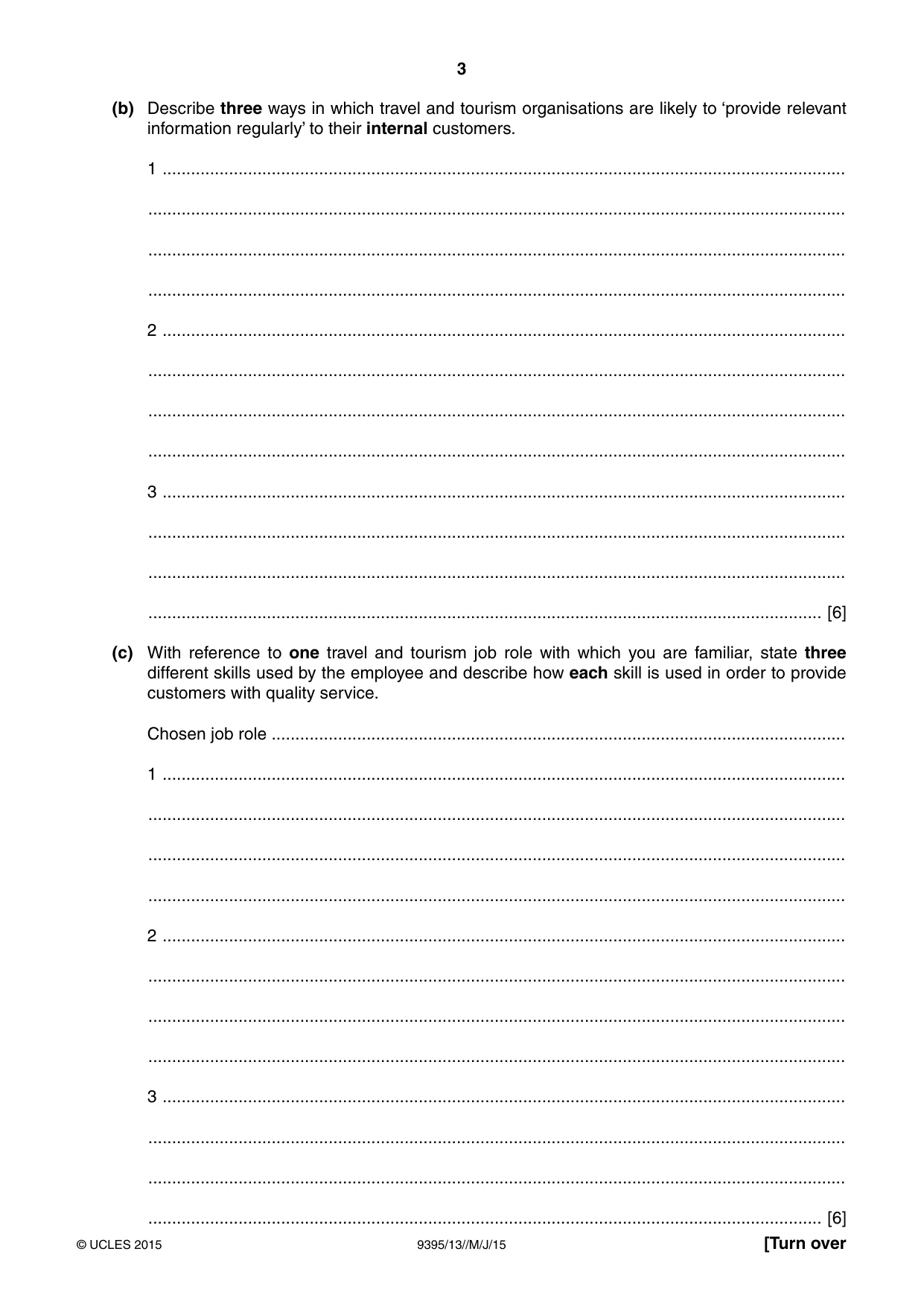 Cambridge A Level Travel and Tourism 9395 2015 May/June Paper 1 · Variant 3 question paper, page 3 of 16