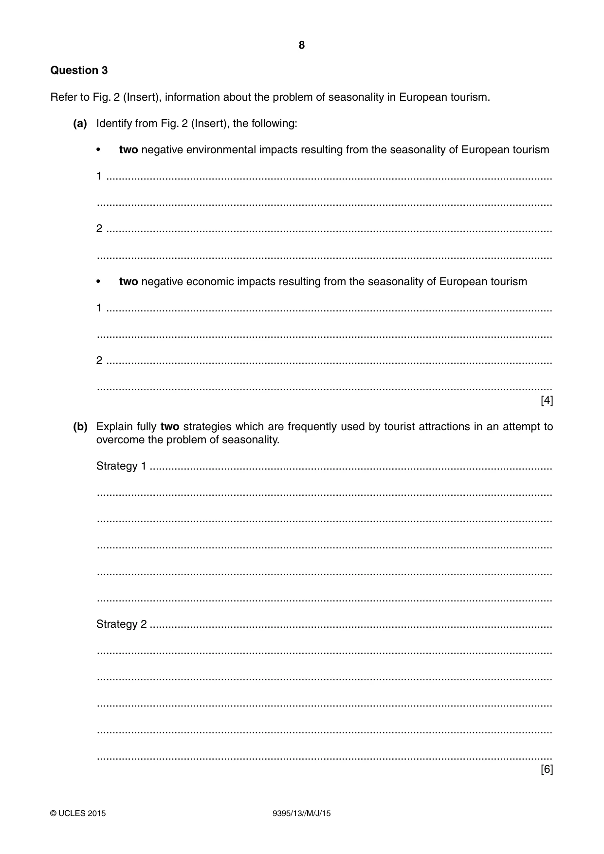 Cambridge A Level Travel and Tourism 9395 2015 May/June Paper 1 · Variant 3 question paper, page 8 of 16